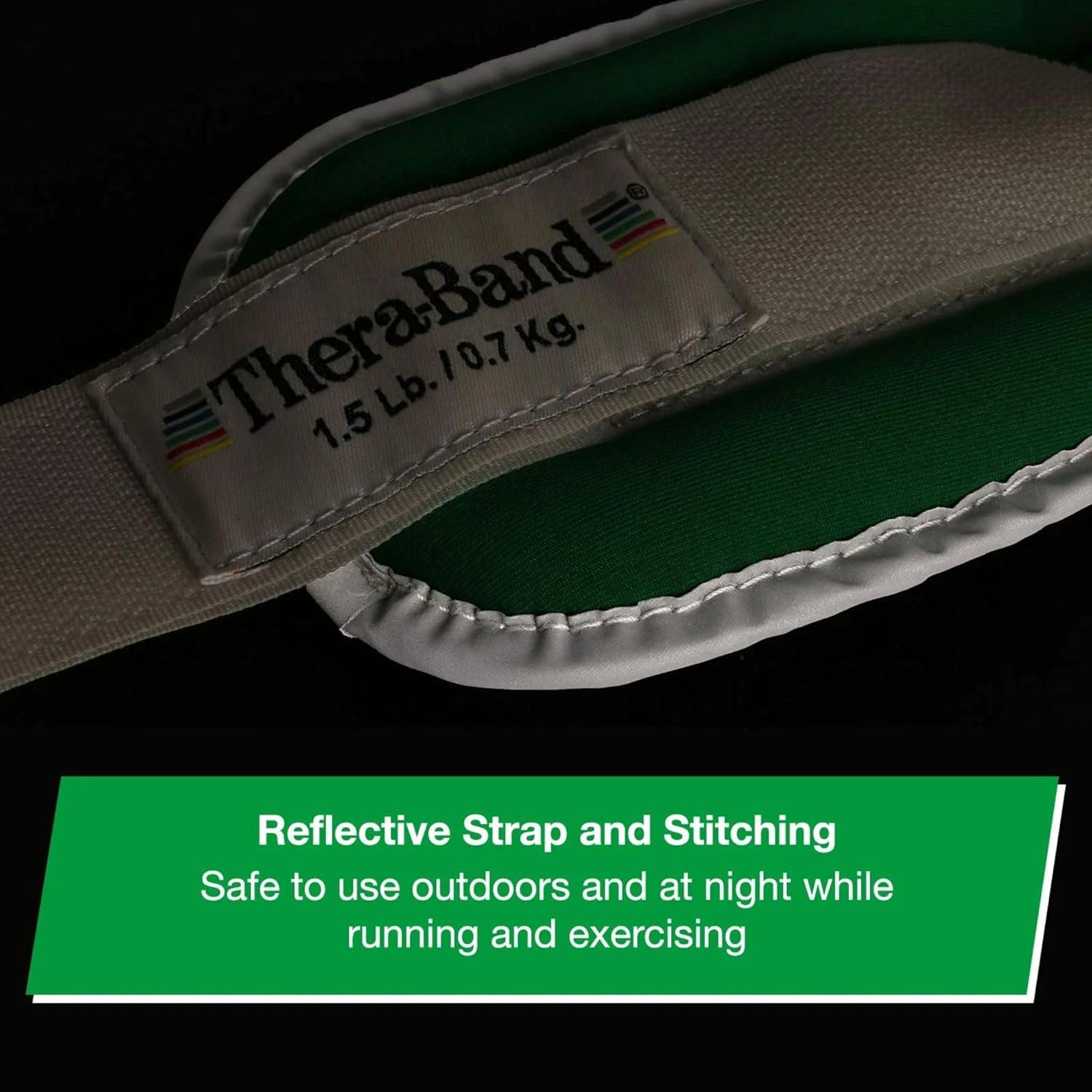 imageTHERABAND Ankle Weights Comfort Fit Wrist amp Ankle Cuff Weight Set Adjustable Walking Weights for Cardio Home Workout Ankle Strengthening amp Physical Therapy Green 15 lb Each Set of 2 3 Pounds