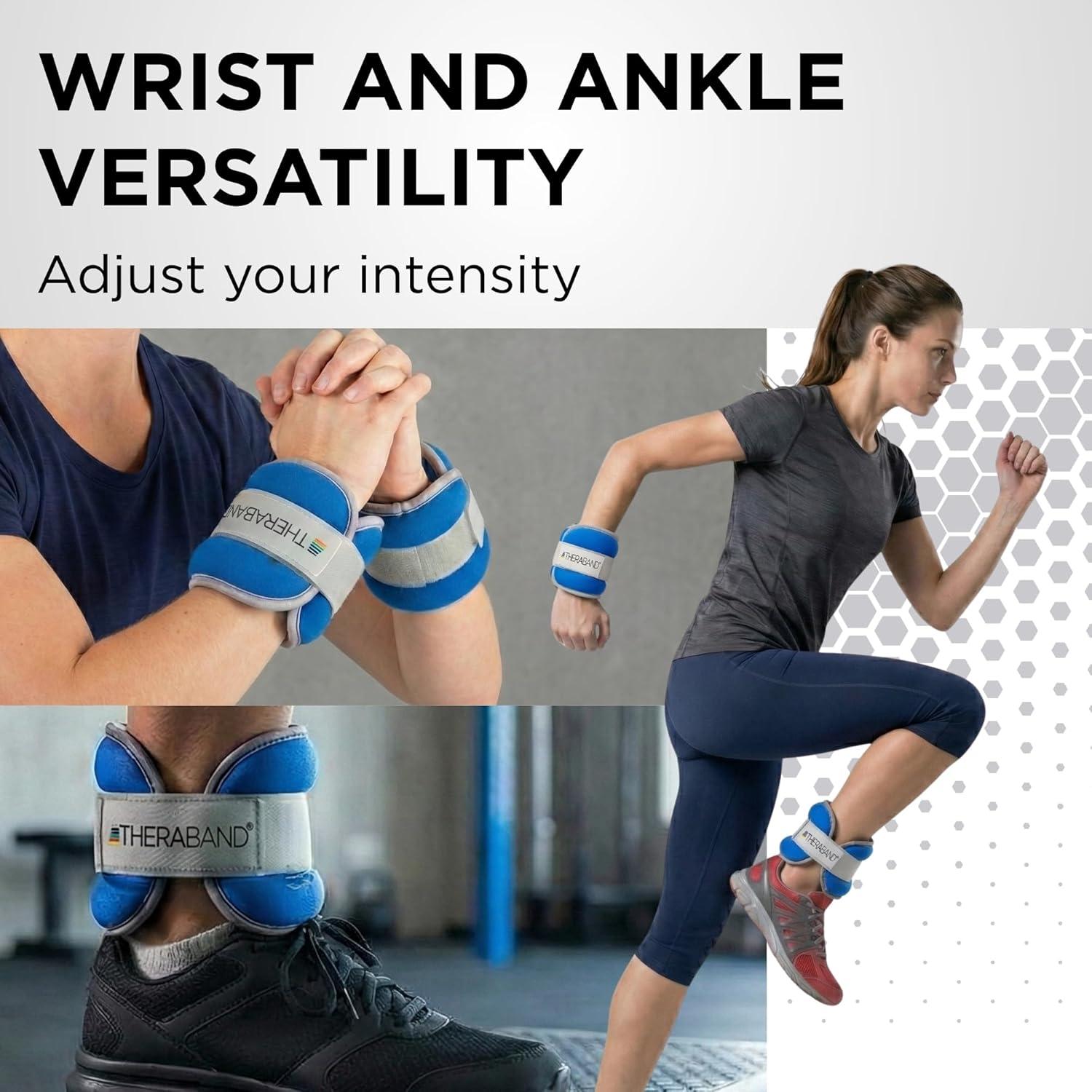 imageTHERABAND Ankle Weights Comfort Fit Wrist amp Ankle Cuff Weight Set Adjustable Walking Weights for Cardio Home Workout Ankle Strengthening amp Physical Therapy Blue 25 lb Each Set of 2 5 Pounds