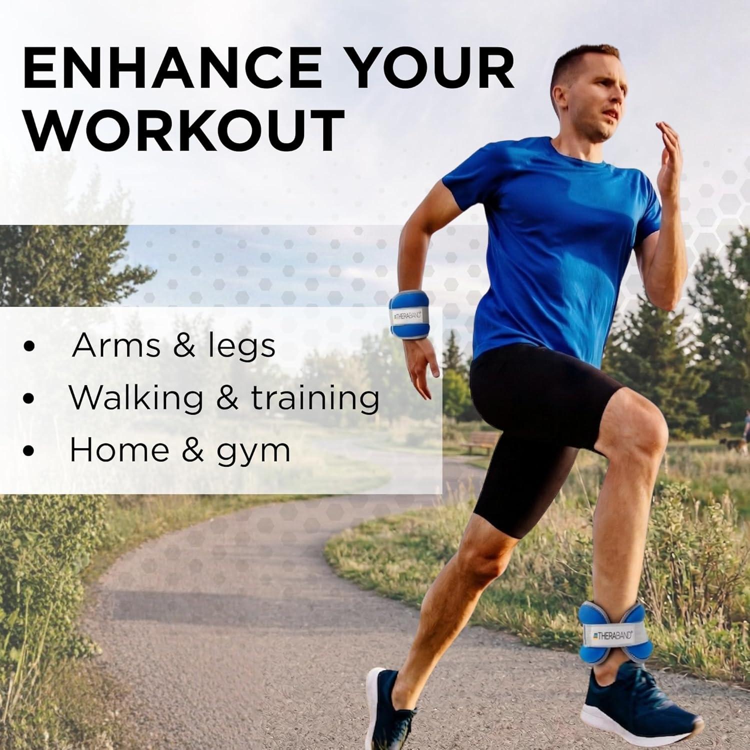 imageTHERABAND Ankle Weights Comfort Fit Wrist amp Ankle Cuff Weight Set Adjustable Walking Weights for Cardio Home Workout Ankle Strengthening amp Physical Therapy Blue 25 lb Each Set of 2 5 Pounds
