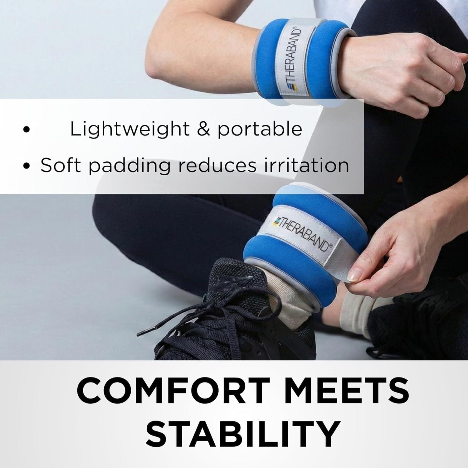 imageTHERABAND Ankle Weights Comfort Fit Wrist amp Ankle Cuff Weight Set Adjustable Walking Weights for Cardio Home Workout Ankle Strengthening amp Physical Therapy Blue 25 lb Each Set of 2 5 Pounds