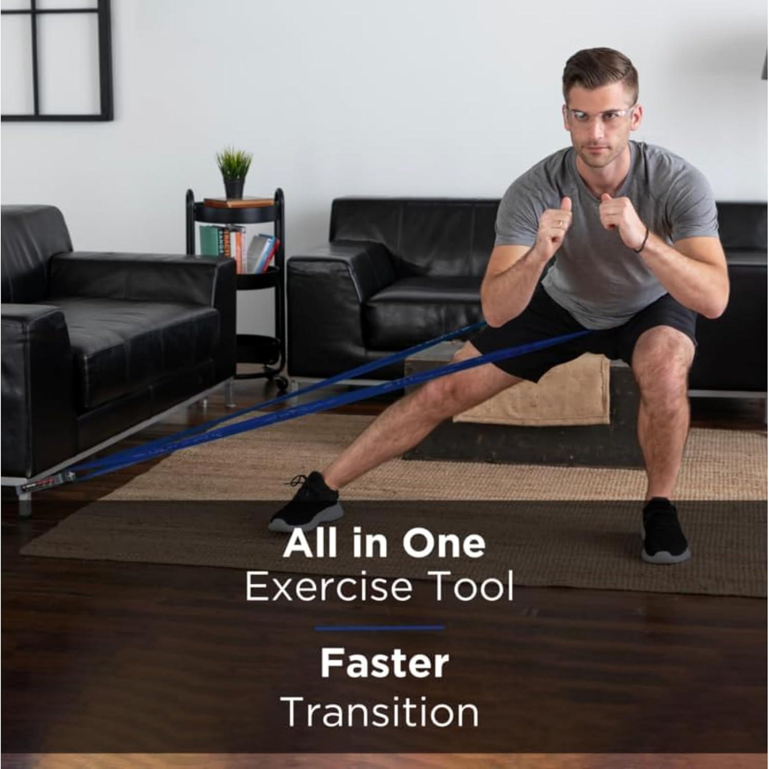 imageTHERABAND CLX Resistance Band with Loops 25 Yard Band Blue Extra Heavy NonLatex Elastic Band for Exercise Mobility amp Rehab Stretching Home Workouts ColorCoded for Easy Resistance Levels