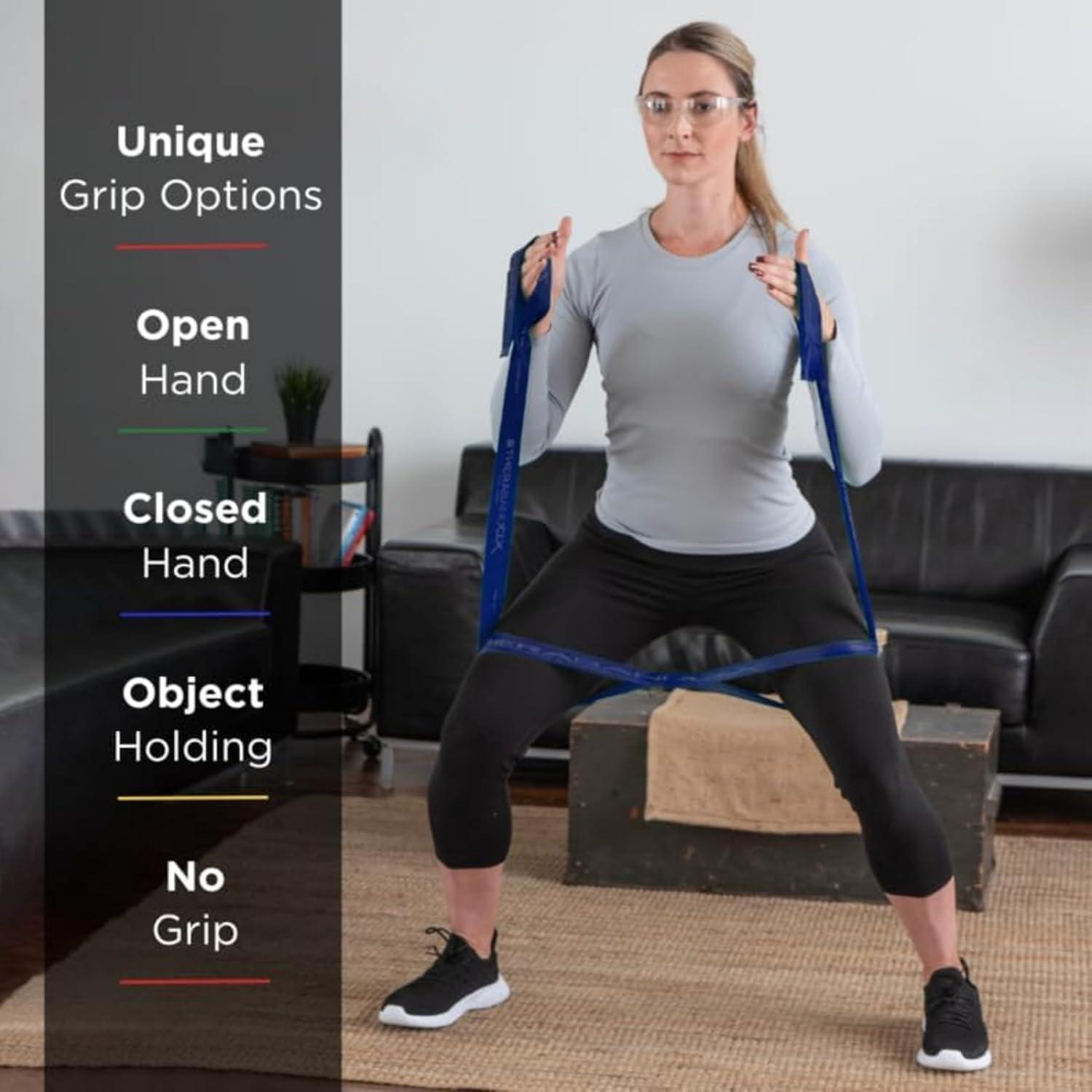 imageTHERABAND CLX Resistance Band with Loops 25 Yard Band Blue Extra Heavy NonLatex Elastic Band for Exercise Mobility amp Rehab Stretching Home Workouts ColorCoded for Easy Resistance Levels