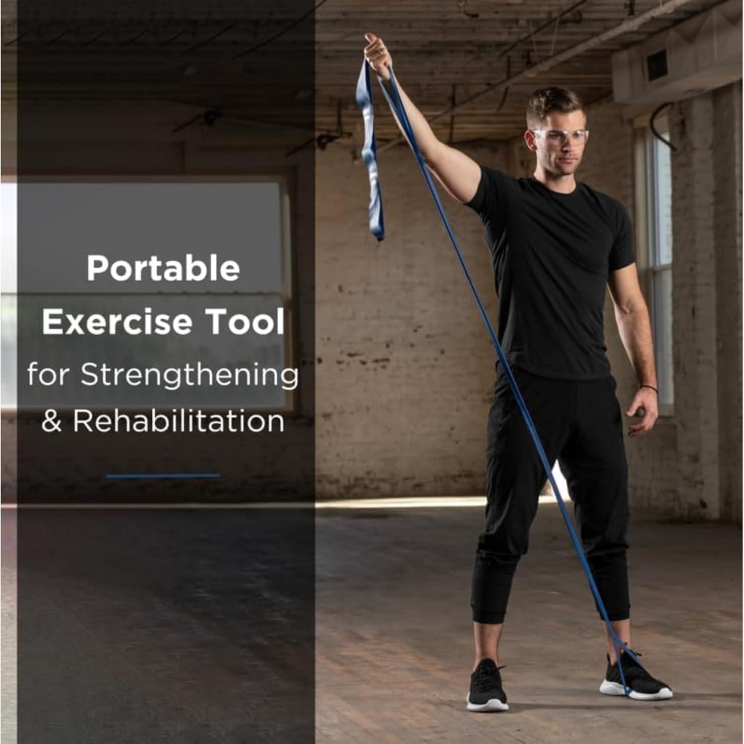 imageTHERABAND CLX Resistance Band with Loops 25 Yard Band Blue Extra Heavy NonLatex Elastic Band for Exercise Mobility amp Rehab Stretching Home Workouts ColorCoded for Easy Resistance Levels