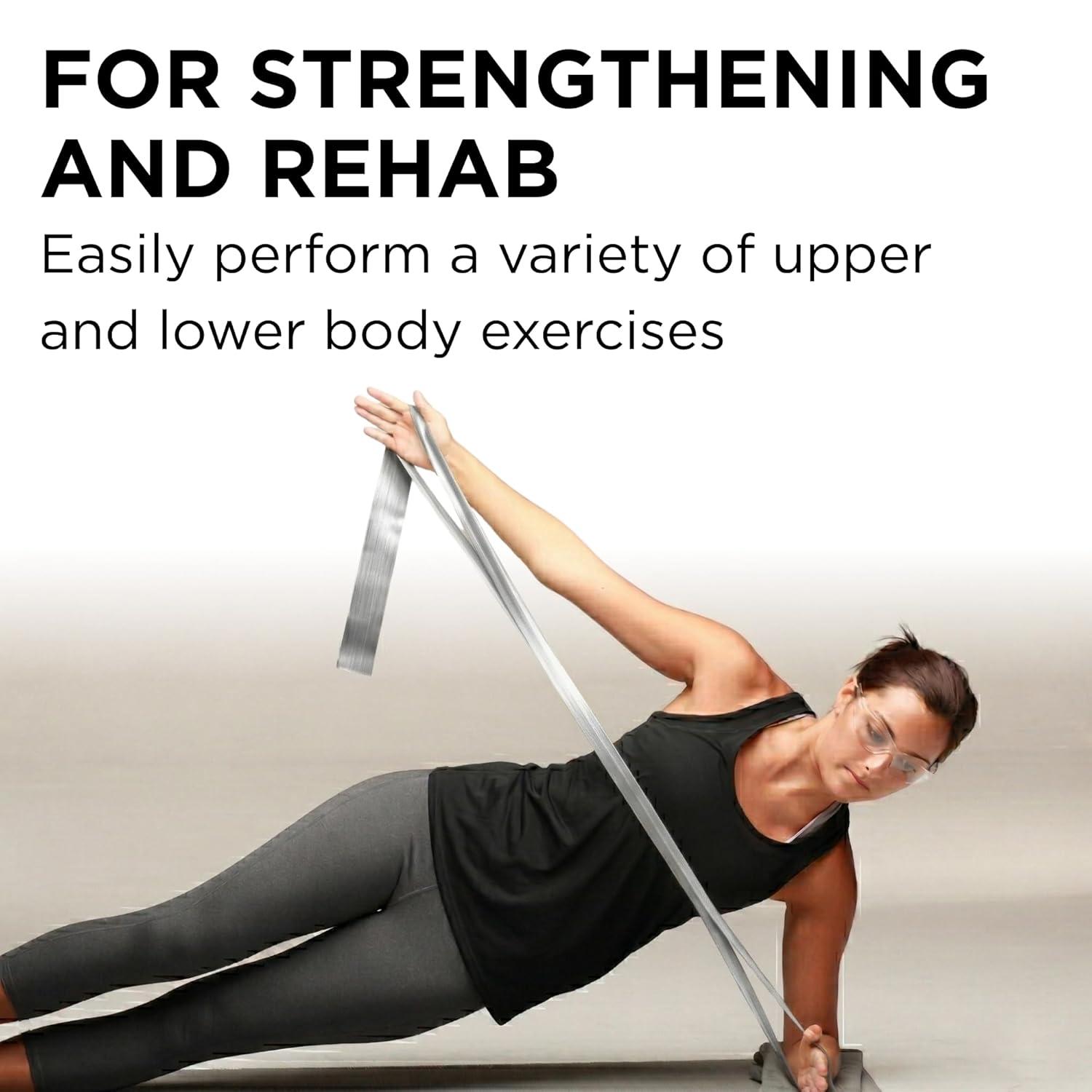 imageTHERABAND CLX Resistance Band with Loops 25 Yard Band Silver Super Heavy NonLatex Elastic Band for Exercise Mobility amp Rehab Stretching Home Workouts ColorCoded for Easy Resistance Levels