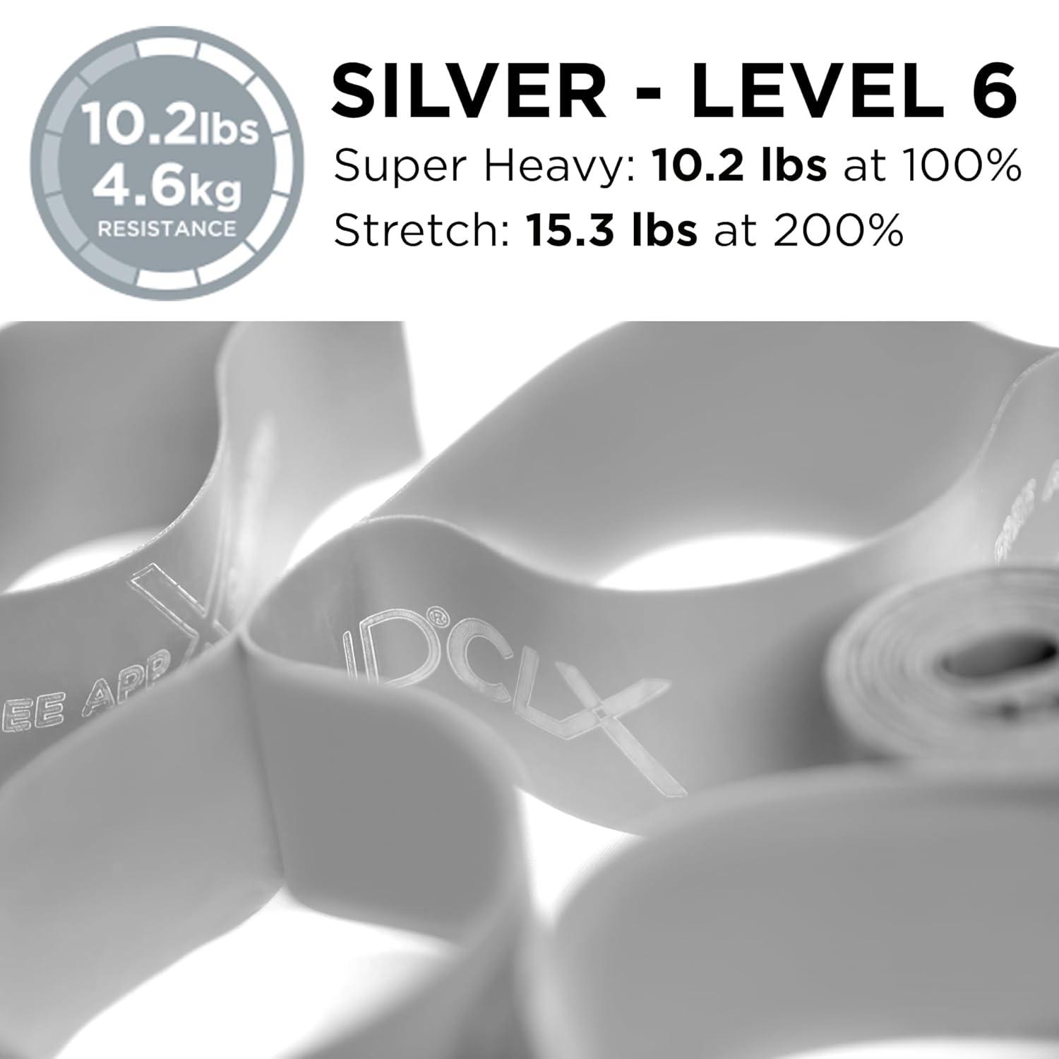 imageTHERABAND CLX Resistance Band with Loops 25 Yard Band Silver Super Heavy NonLatex Elastic Band for Exercise Mobility amp Rehab Stretching Home Workouts ColorCoded for Easy Resistance Levels