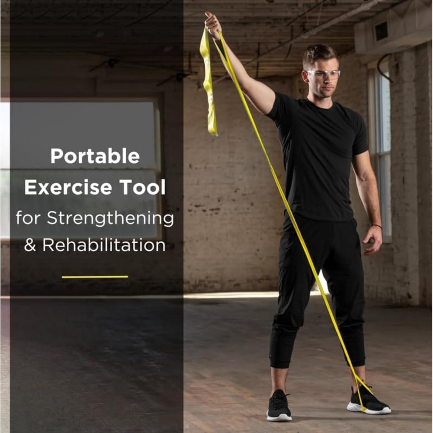 imageTHERABAND CLX Resistance Band with Loops 25 Yard Band Yellow Light NonLatex Elastic Band for Exercise Mobility amp Rehab Stretching Home Workouts ColorCoded for Easy Resistance Levels