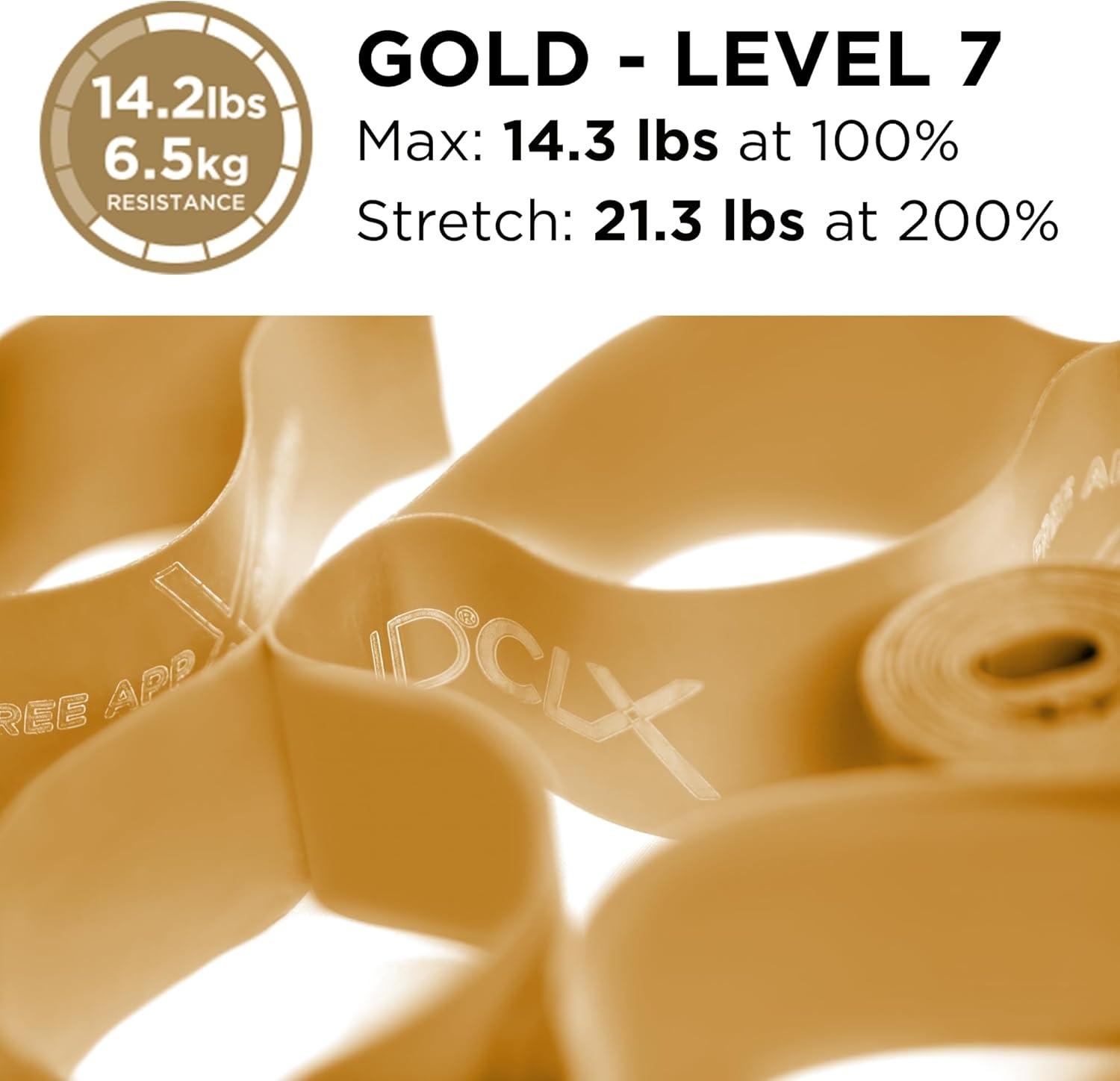 imageTHERABAND CLX Resistance Band with Loops 5 Feet Silver Super Heavy NonLatex Elastic Band for Exercise Mobility amp Rehab Stretching Home Workouts ColorCoded for Easy Resistance LevelsLevel 7 Elite Gold