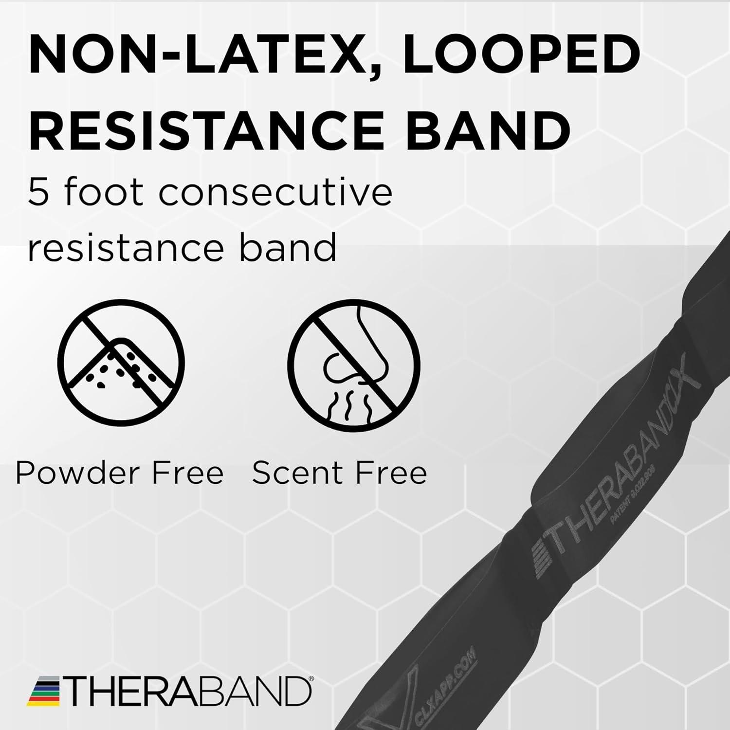 imageTHERABAND CLX Resistance Band with Loops 5 Feet Silver Super Heavy NonLatex Elastic Band for Exercise Mobility amp Rehab Stretching Home Workouts ColorCoded for Easy Resistance LevelsLevel 5 Special Heavy Black