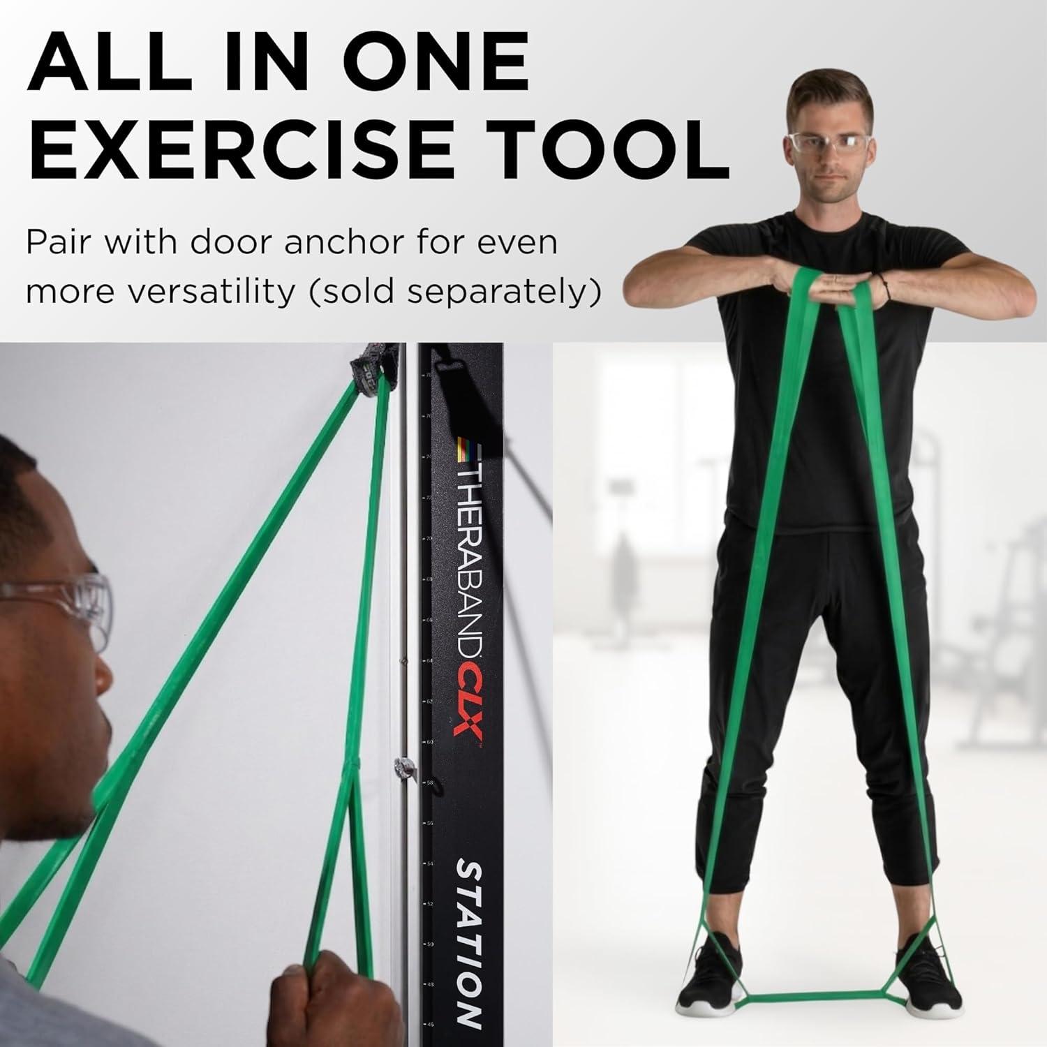 imageTHERABAND CLX Resistance Band with Loops 5 Feet Silver Super Heavy NonLatex Elastic Band for Exercise Mobility amp Rehab Stretching Home Workouts ColorCoded for Easy Resistance LevelsLevel 3 Heavy Green