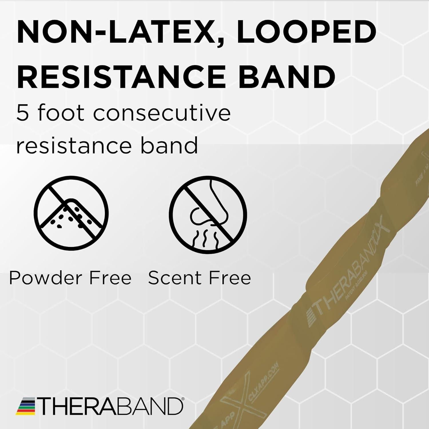 imageTHERABAND CLX Resistance Band with Loops 5 Feet Silver Super Heavy NonLatex Elastic Band for Exercise Mobility amp Rehab Stretching Home Workouts ColorCoded for Easy Resistance LevelsLevel 7 Elite Gold