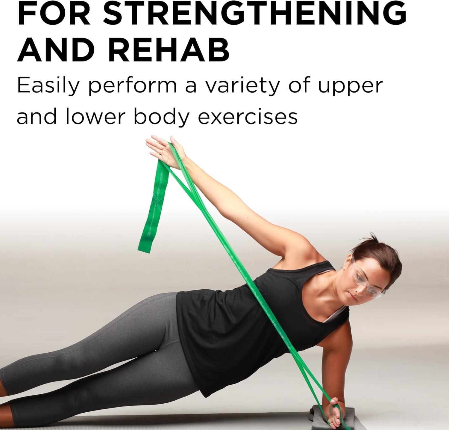 imageTHERABAND CLX Resistance Band with Loops 5 Feet Silver Super Heavy NonLatex Elastic Band for Exercise Mobility amp Rehab Stretching Home Workouts ColorCoded for Easy Resistance LevelsLevel 3 Heavy Green