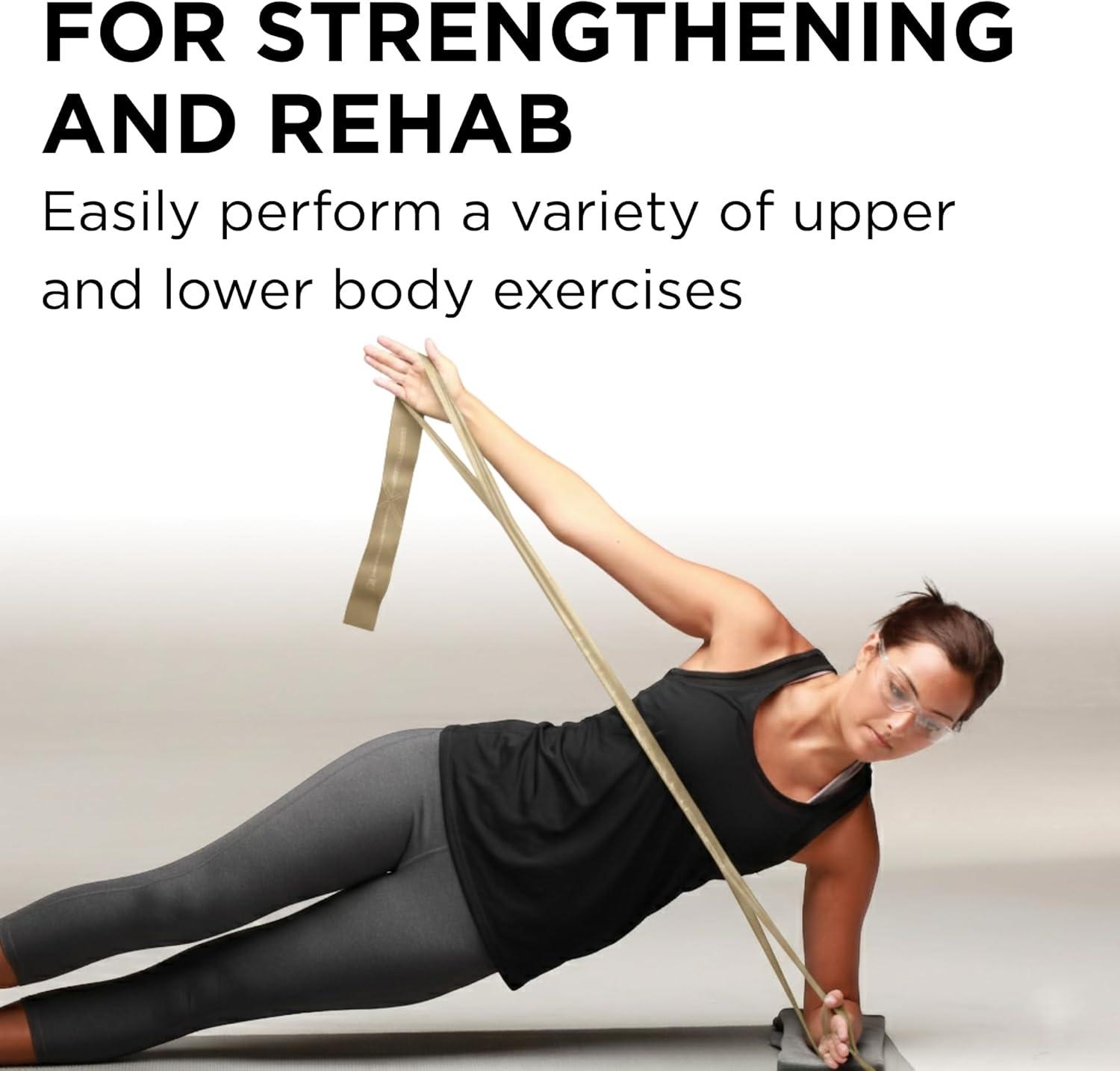imageTHERABAND CLX Resistance Band with Loops 5 Feet Silver Super Heavy NonLatex Elastic Band for Exercise Mobility amp Rehab Stretching Home Workouts ColorCoded for Easy Resistance LevelsLevel 7 Elite Gold