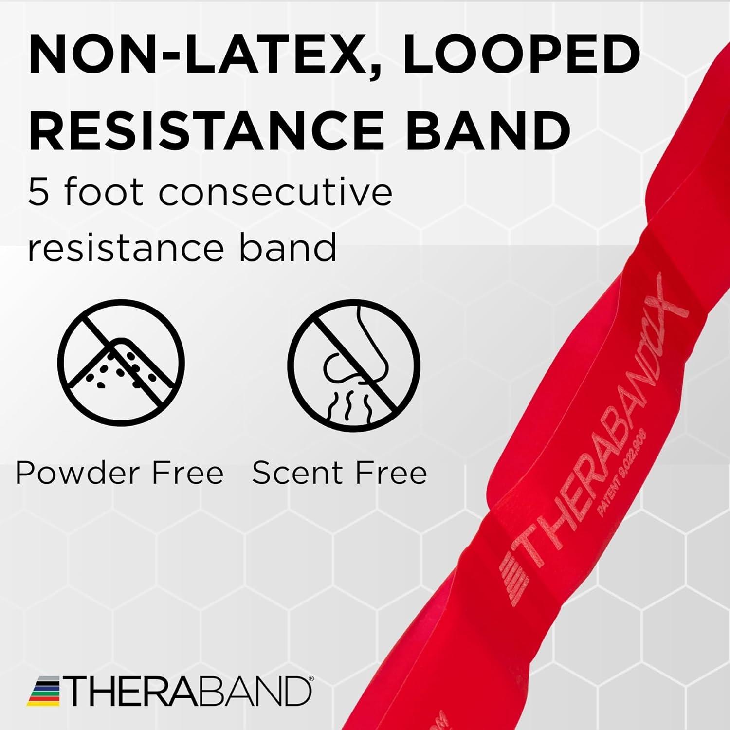 imageTHERABAND CLX Resistance Band with Loops 5Foot BandLevel 2 Medium Red