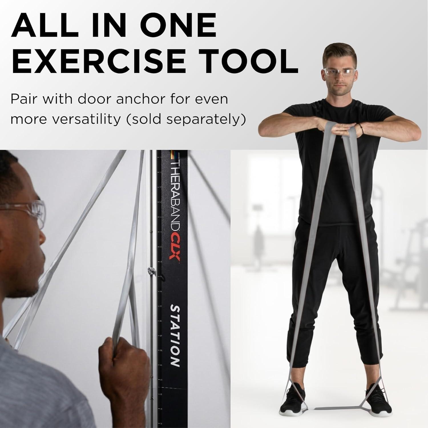 imageTHERABAND CLX Resistance Band with Loops 5Foot BandLevel 6 Super Heavy Silver