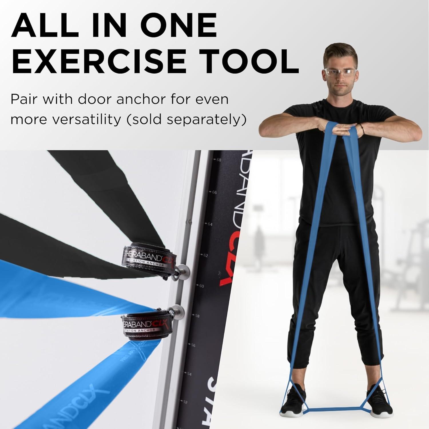 imageTHERABAND CLX Resistance Band with Loops Fitness Band for Home Exercise and WorkoutsBlueBlack Extra HeavySpecial Heavy