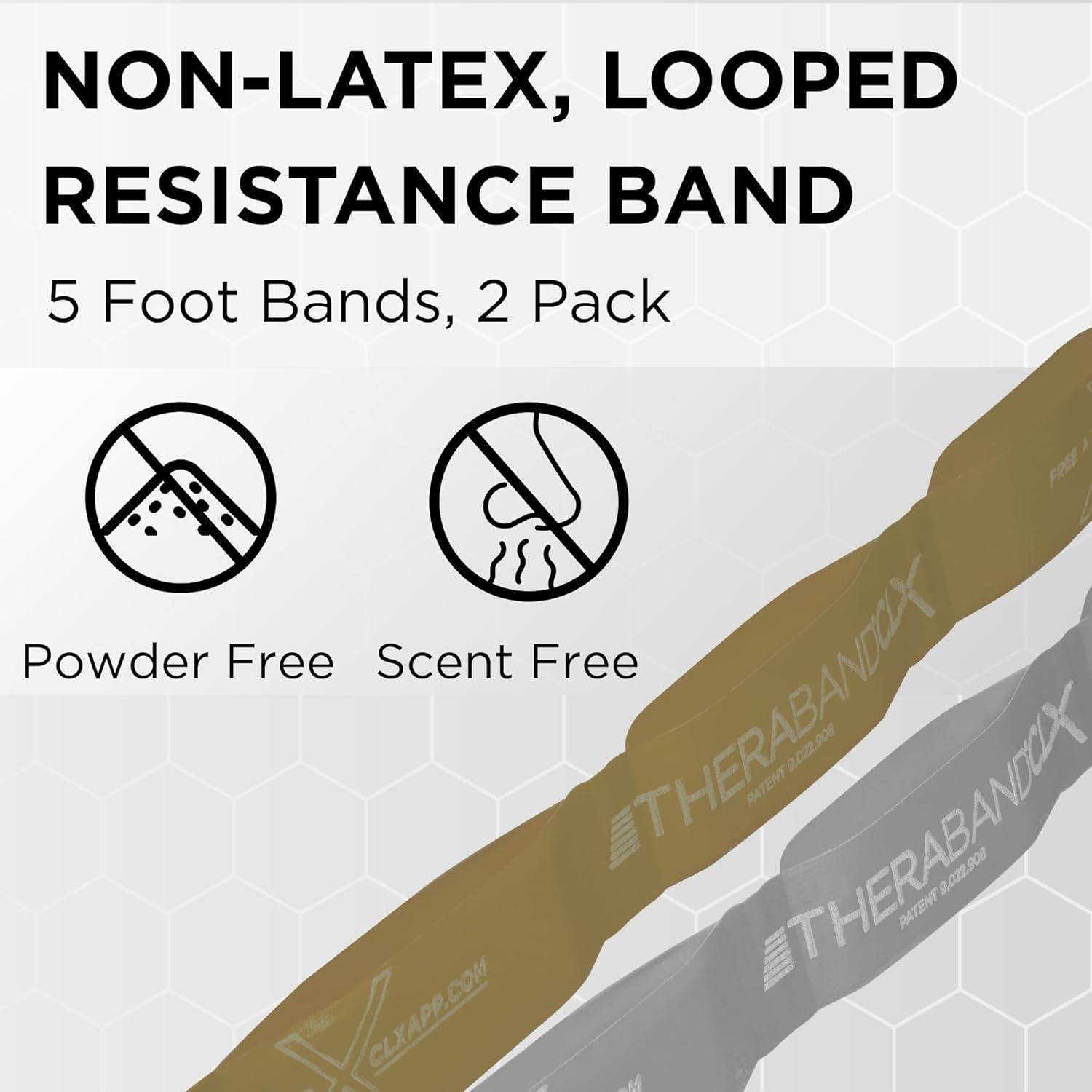 imageTHERABAND CLX Resistance Band with Loops Fitness Band for Home Exercise and WorkoutsSilverGold Super HeavyMax
