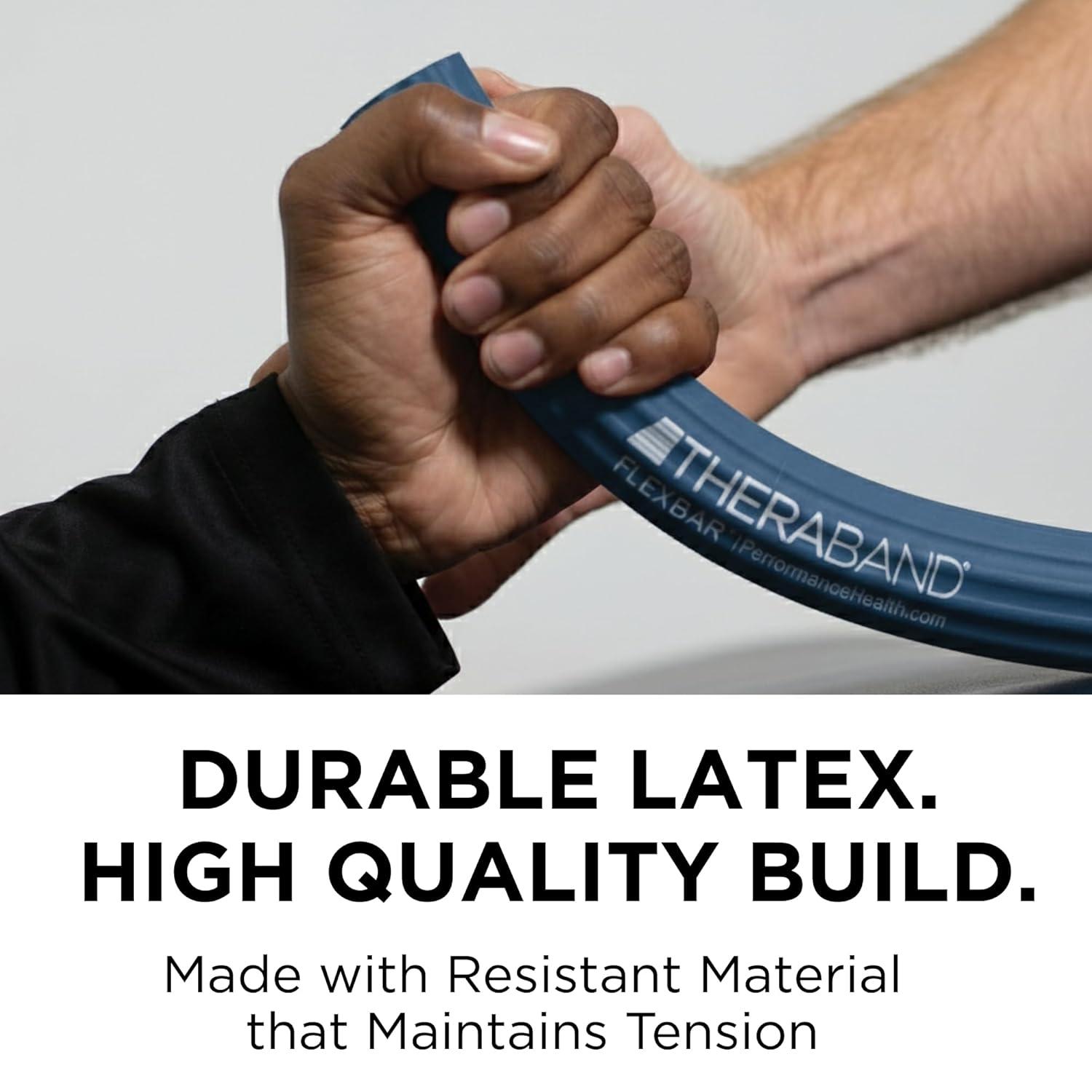 imageTHERABAND FlexBar Resistance Bar Medium Green Flex Therapy Bar for Physical Therapy Wrist amp Forearm Exercise Equipment Non Slip Grip Compact DesignBlue Heavy