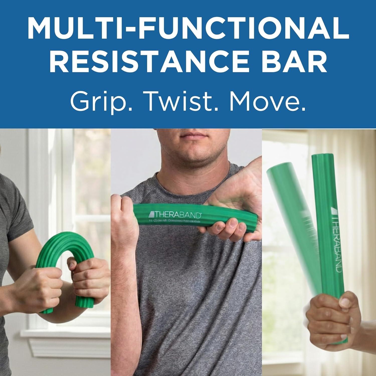 imageTHERABAND FlexBar Resistance Bar Medium Green Flex Therapy Bar for Physical Therapy Wrist amp Forearm Exercise Equipment Non Slip Grip Compact DesignGreen Medium
