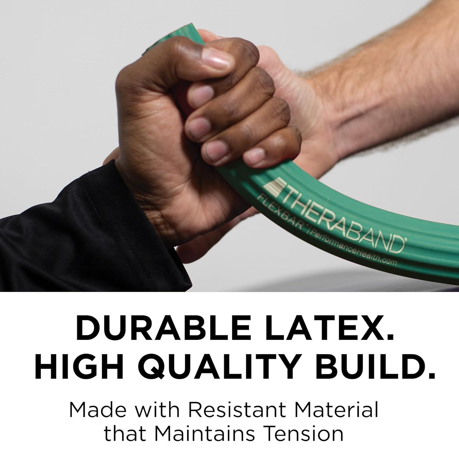 imageTHERABAND FlexBar Resistance Bar Medium Green Flex Therapy Bar for Physical Therapy Wrist amp Forearm Exercise Equipment Non Slip Grip Compact DesignGreen Medium