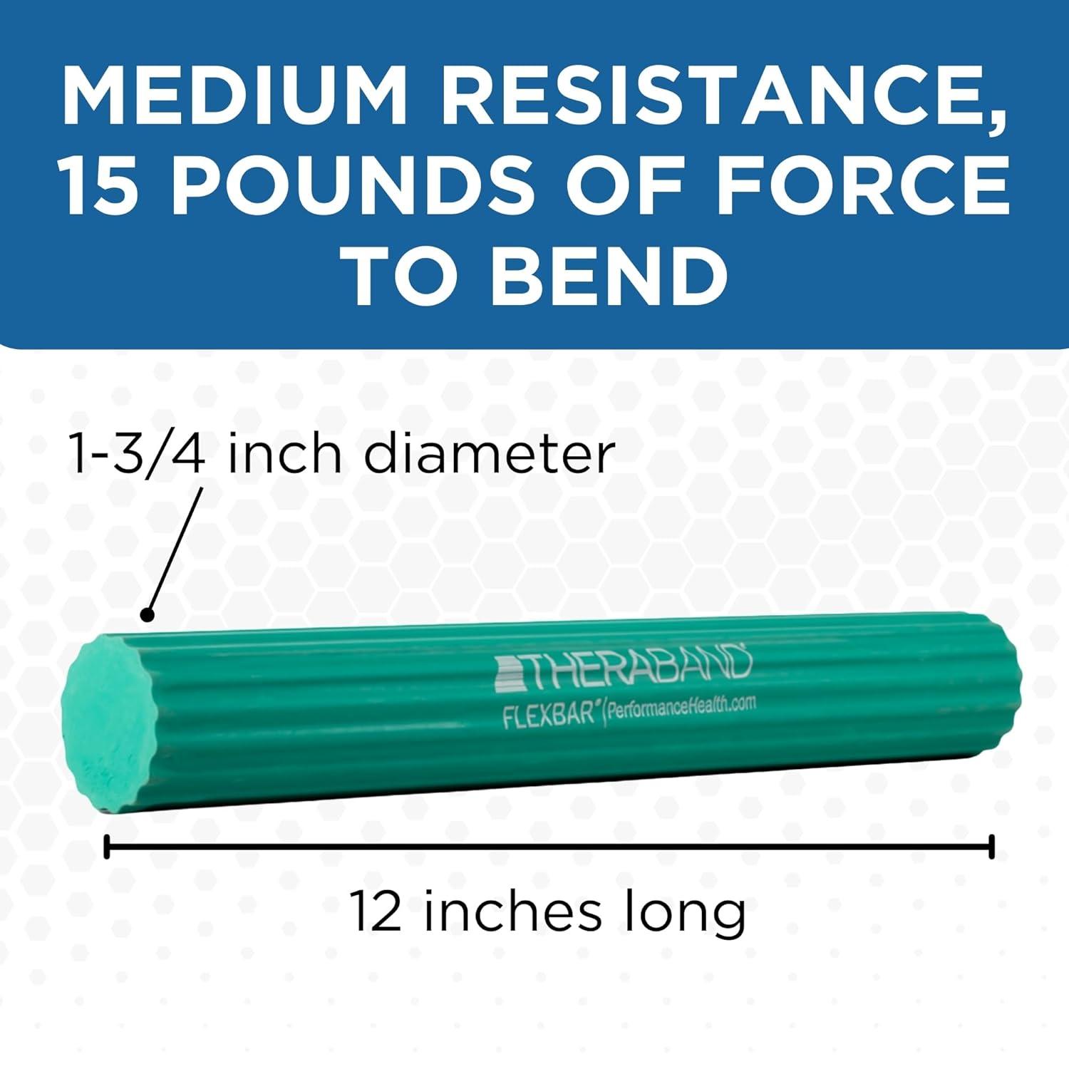 imageTHERABAND FlexBar Resistance Bar Medium Green Flex Therapy Bar for Physical Therapy Wrist amp Forearm Exercise Equipment Non Slip Grip Compact DesignGreen Medium