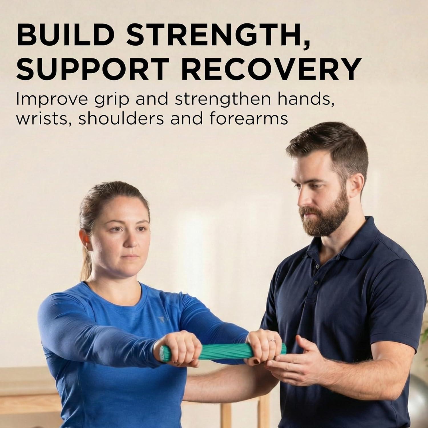imageTHERABAND FlexBar Resistance Bar Medium Green Flex Therapy Bar for Physical Therapy Wrist amp Forearm Exercise Equipment Non Slip Grip Compact DesignGreen Medium