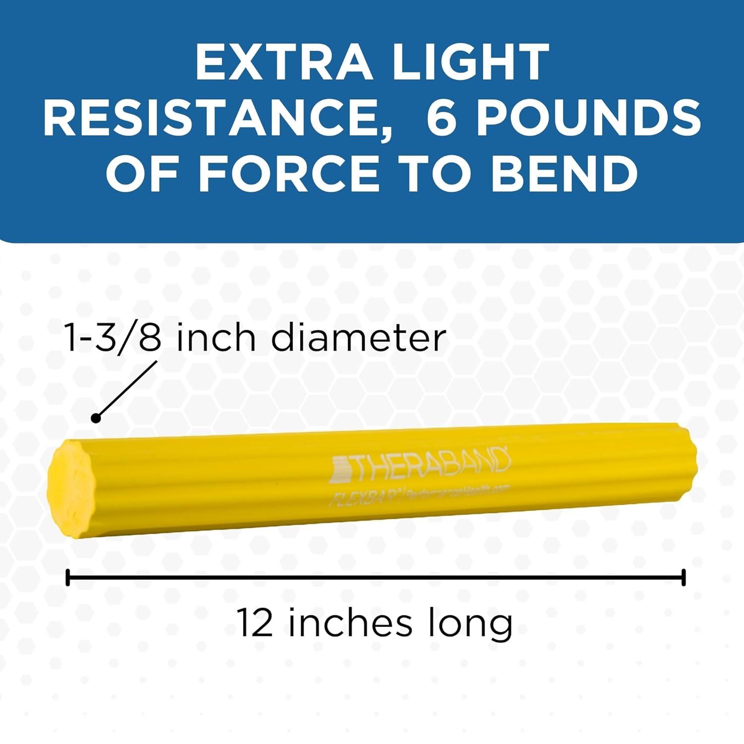imageTHERABAND FlexBar Resistance Bar Medium Green Flex Therapy Bar for Physical Therapy Wrist amp Forearm Exercise Equipment Non Slip Grip Compact DesignYellow Extra Light