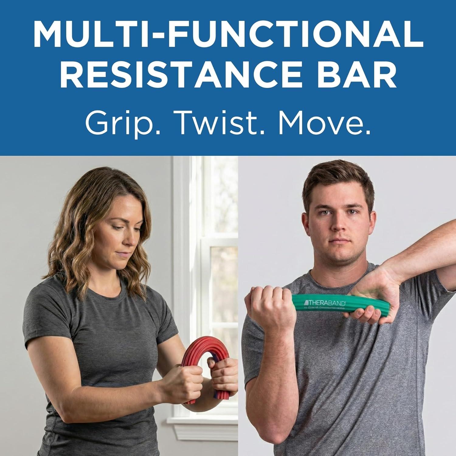 imageTHERABAND FlexBar Resistance Bars for Tennis Elbow amp Grip Strength ColorCoded Therapy Bars for Tendonitis amp Golfers ElbowRedGreen LightMedium