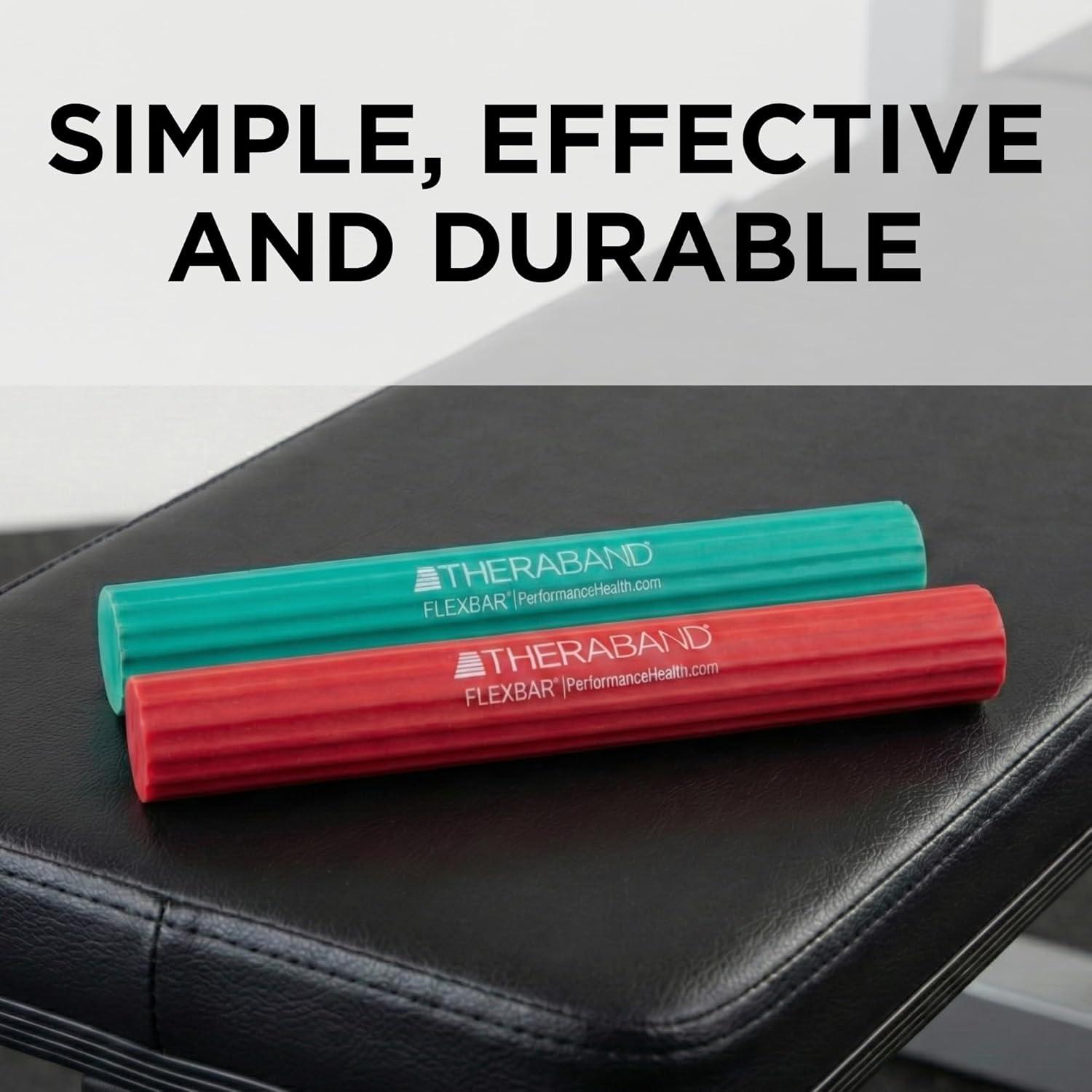 imageTHERABAND FlexBar Resistance Bars for Tennis Elbow amp Grip Strength ColorCoded Therapy Bars for Tendonitis amp Golfers ElbowRedGreen LightMedium