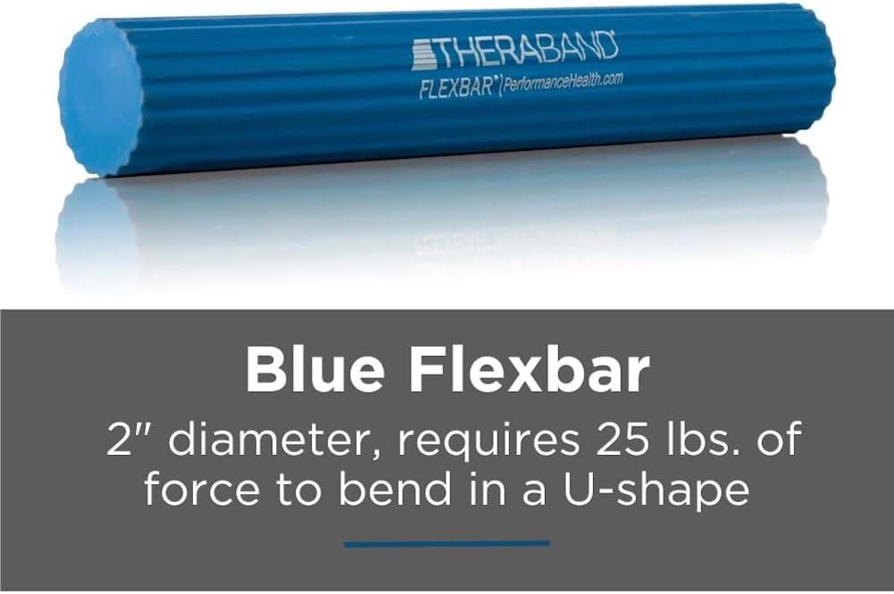 imageTHERABAND FlexBar Tennis Elbow Therapy Bar Relieve Tendonitis Pain amp Improve Grip Strength Resistance Bar for Golfers Elbow amp Tendinitis Blue Heavy Advanced