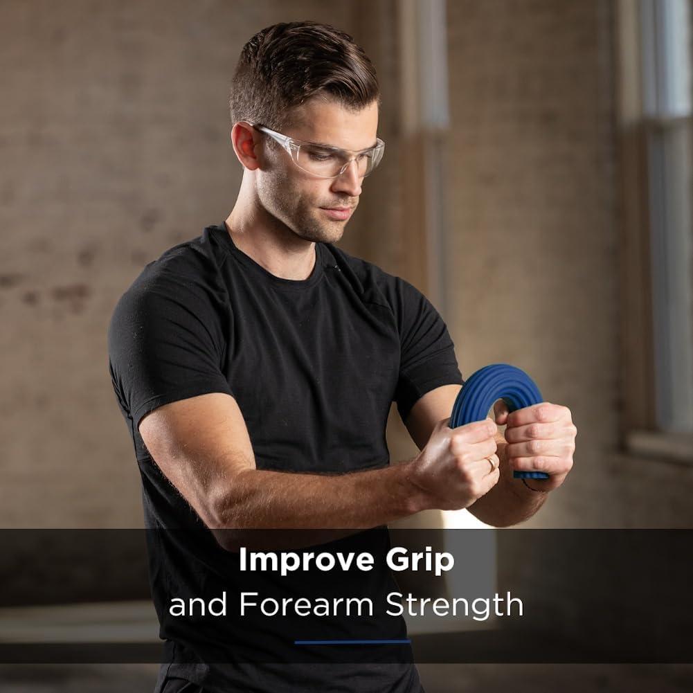 imageTHERABAND FlexBar Tennis Elbow Therapy Bar Relieve Tendonitis Pain amp Improve Grip Strength Resistance Bar for Golfers Elbow amp Tendinitis Blue Heavy Advanced