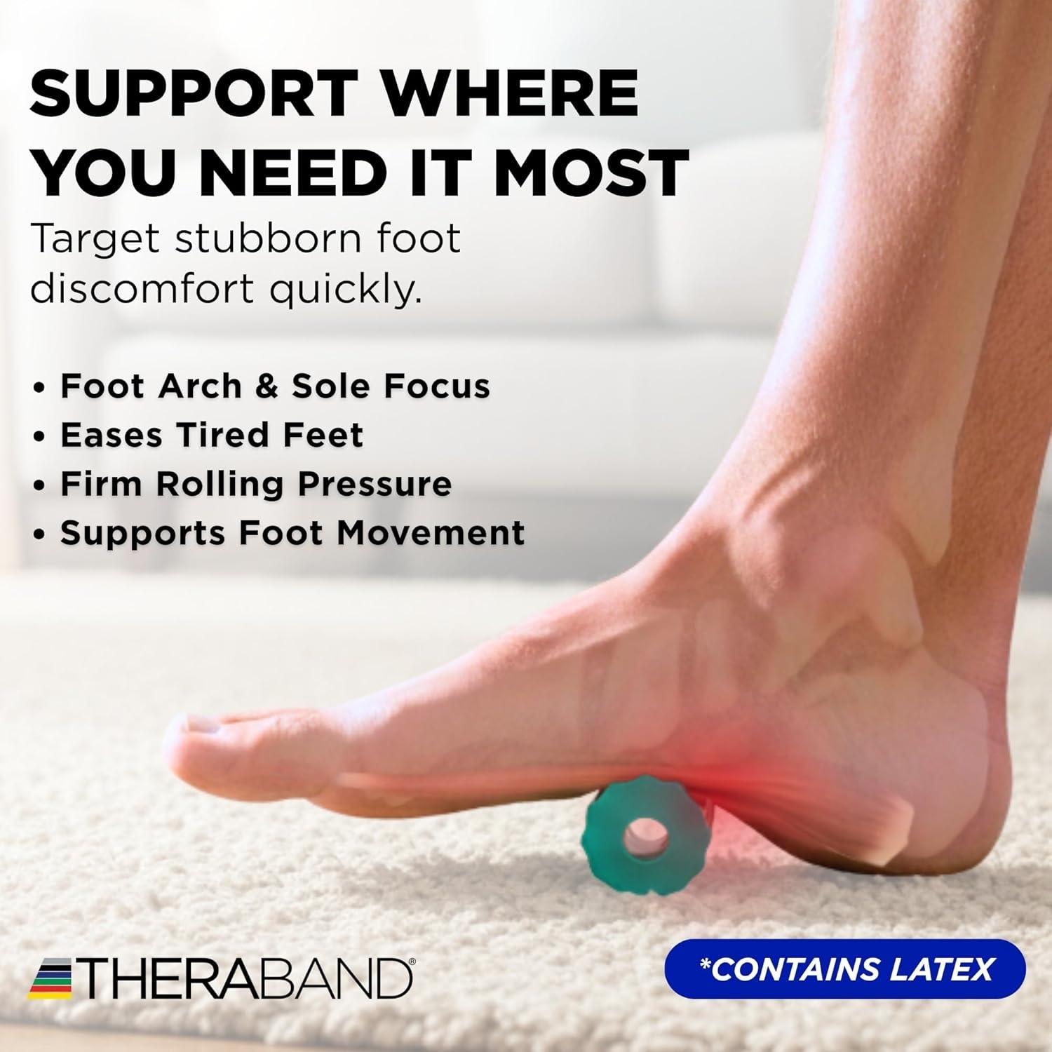 imageTHERABAND Foot Roller for Foot ReliefMassage Ball Roller for Arch Discomfort Plantar Fasciitis Treatment Heel Spurs RelieverTired FeetBest Foot Massager with Ridges for Self Myofascial ReleaseNew Version