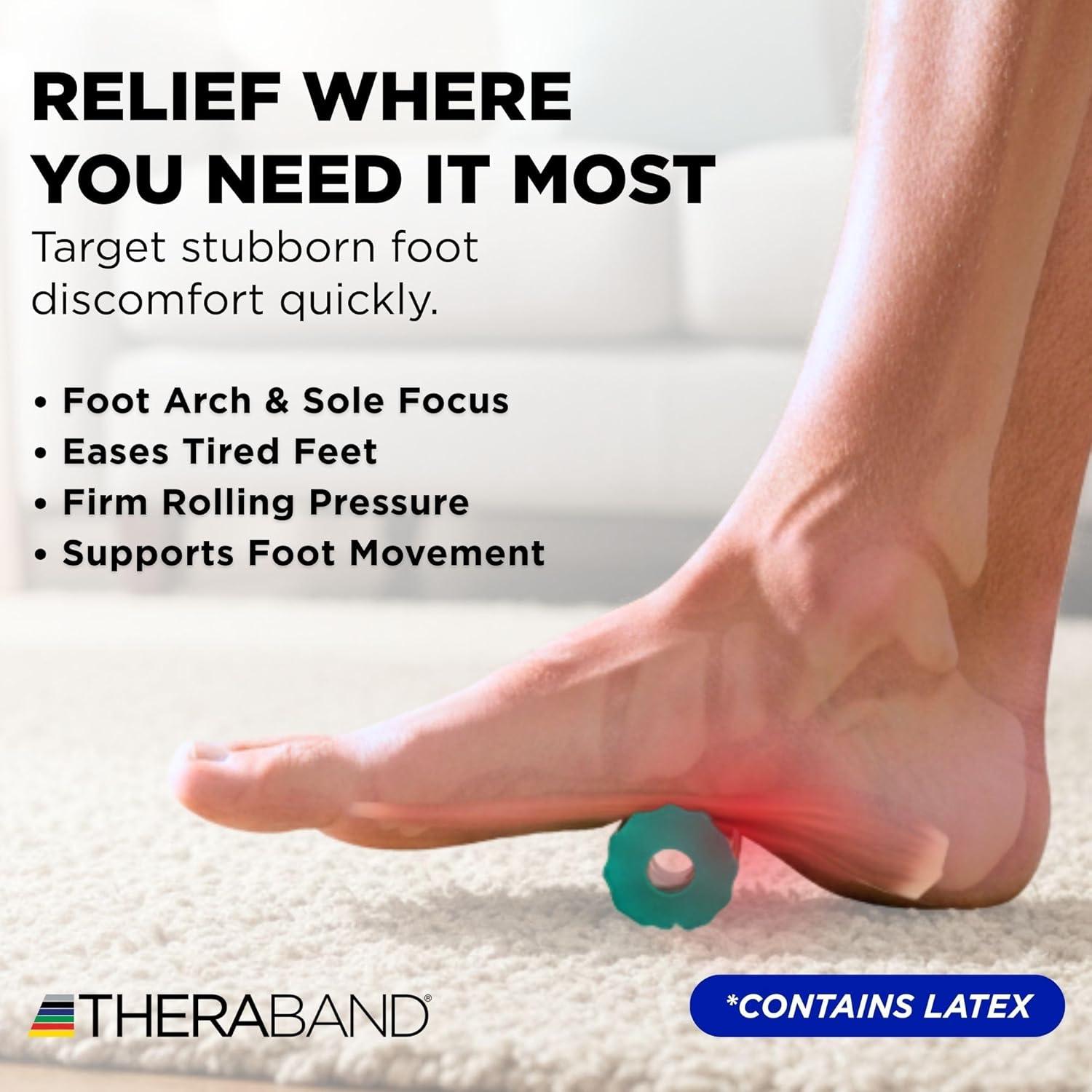 imageTHERABAND Foot Roller for Foot ReliefMassage Ball Roller for Arch Discomfort Plantar Fasciitis Treatment Heel Spurs RelieverTired FeetBest Foot Massager with Ridges for Self Myofascial ReleaseRetail Packaging