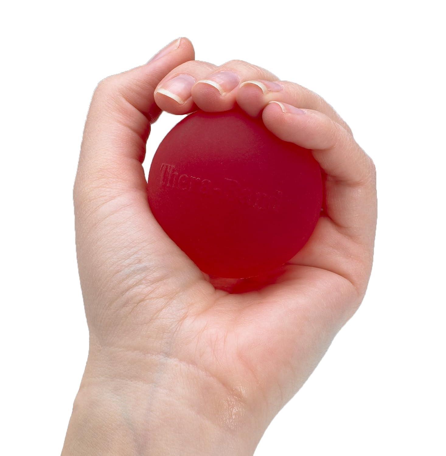 imageTHERABAND Hand Exerciser Ball For Hand Wrist Finger Forearm Grip Strengthening amp Therapy Squeeze Ball to Increase Hand Flexibility amp Relieve Joint Discomfort Red Soft Beginner