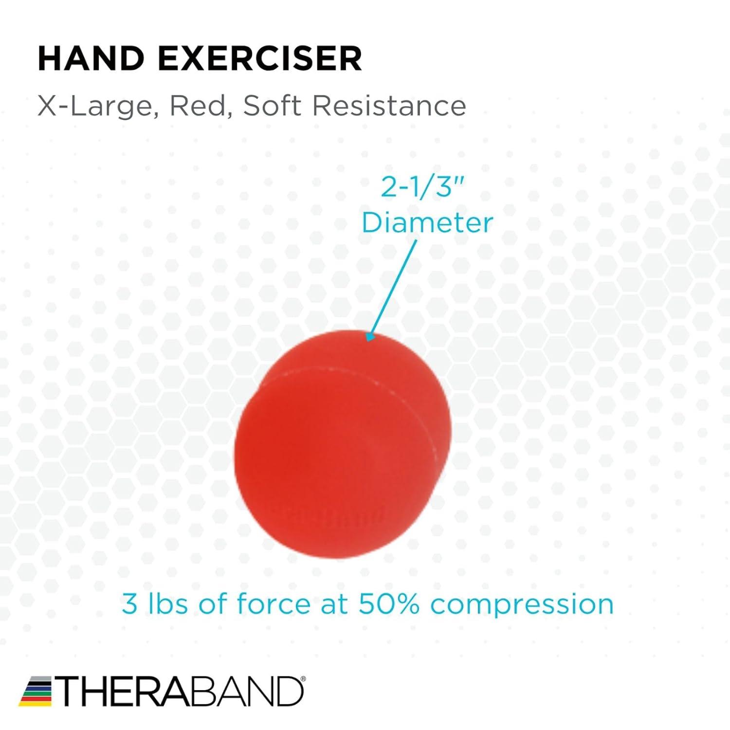 imageTHERABAND Hand Exerciser Ball XLarge Green Medium Resistance for Grip Strengthening Finger amp Hand Therapy Squeeze Ball for Rehab Wrist amp Forearm Exercise LatexFree Textured SurfaceRed Soft