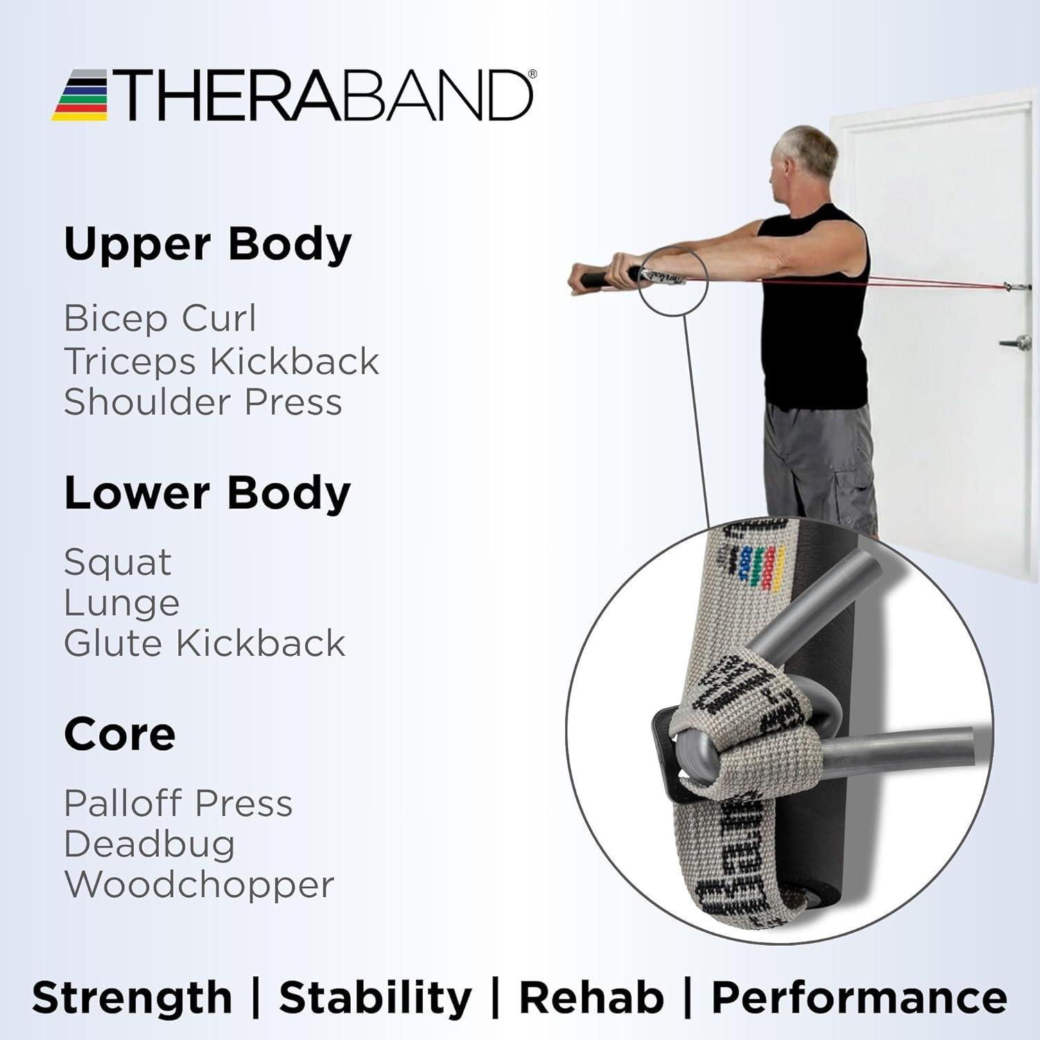 imageTHERABAND Hard Sports Handle 12 Hand Grip Accessory for Elastic Resistance Bands and Tubes Exercise Equipment for Home Gym Workout Training Sports Performance Use with Door Anchor
