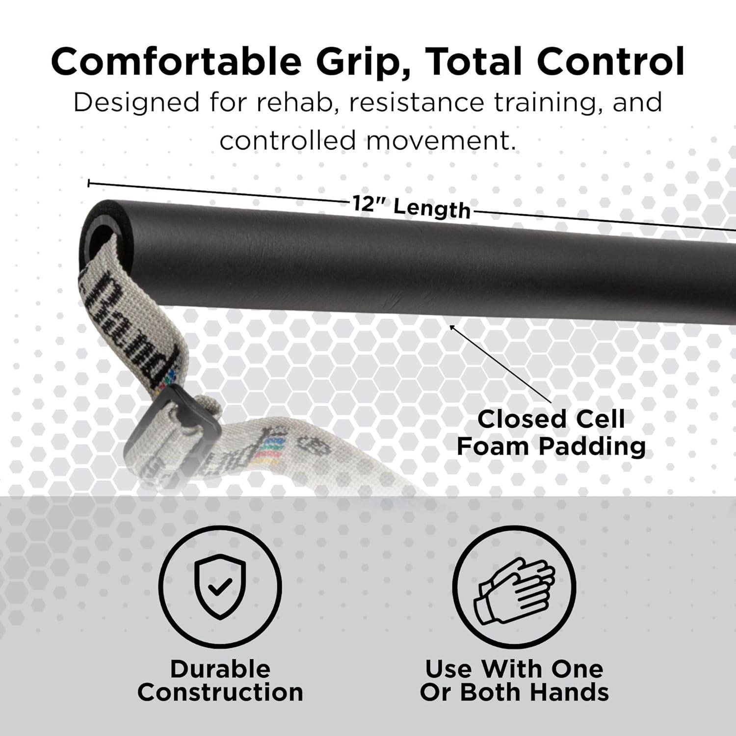 imageTHERABAND Hard Sports Handle 12 Hand Grip Accessory for Elastic Resistance Bands and Tubes Exercise Equipment for Home Gym Workout Training Sports Performance Use with Door Anchor