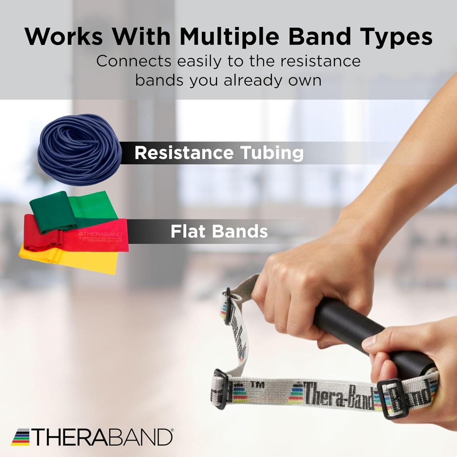 imageTHERABAND Hard Sports Handle 12 Hand Grip Accessory for Elastic Resistance Bands and Tubes Exercise Equipment for Home Gym Workout Training Sports Performance Use with Door Anchor