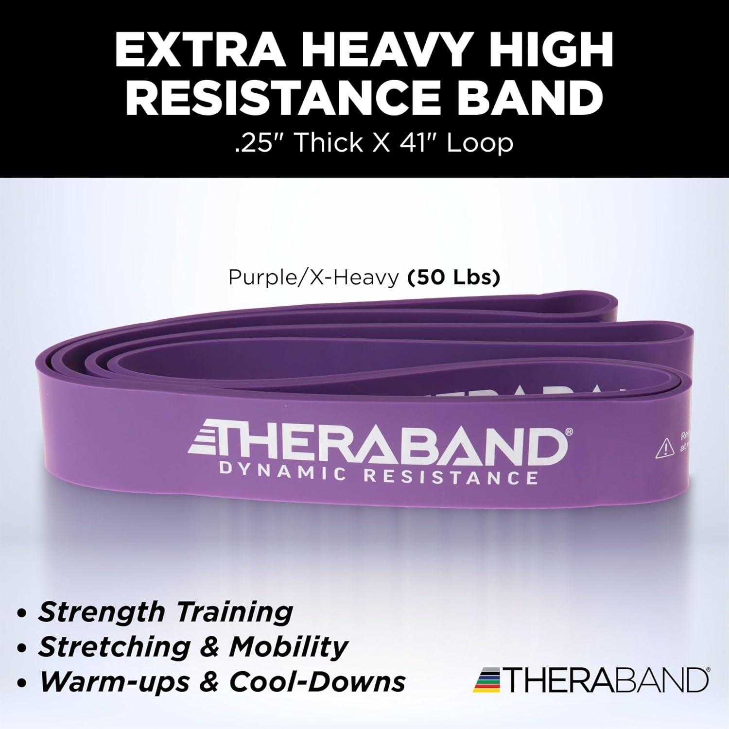 imageTHERABAND High Resistance Band ExtraHeavy Elastic Super Band for Full Body Workouts Physical Therapy Strength Training Durable 41 Loop Exercise Band 50 lbs Resistance