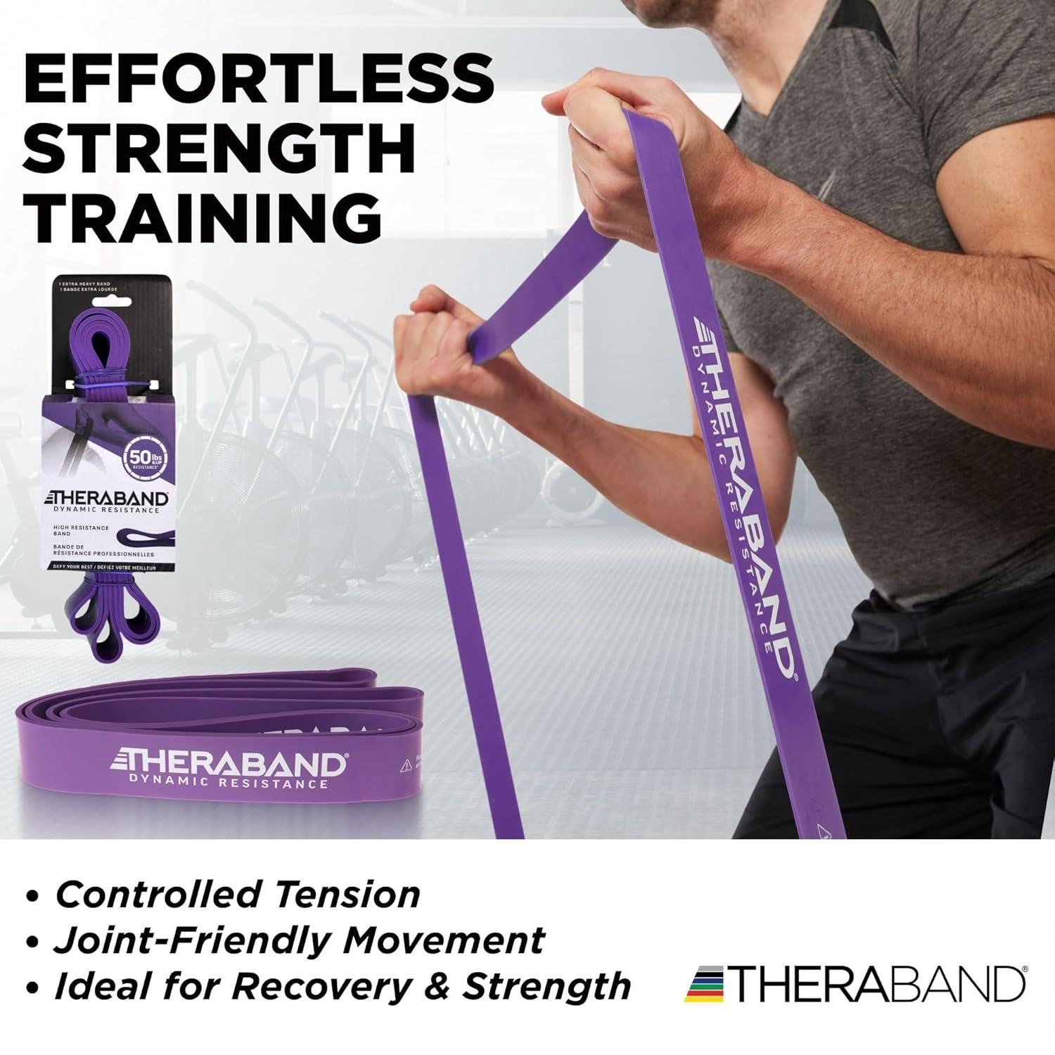 imageTHERABAND High Resistance Band ExtraHeavy Elastic Super Band for Full Body Workouts Physical Therapy Strength Training Durable 41 Loop Exercise Band 50 lbs Resistance