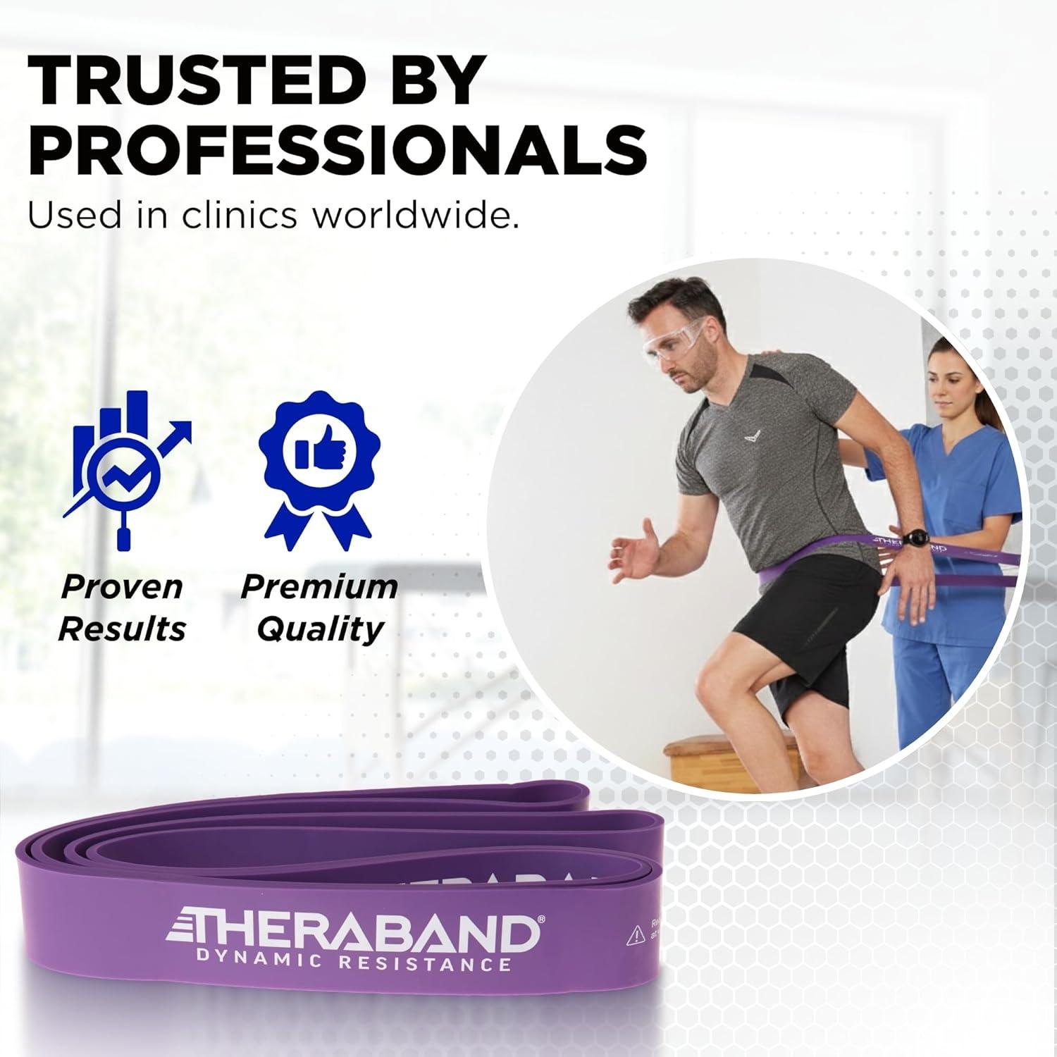 imageTHERABAND High Resistance Band ExtraHeavy Elastic Super Band for Full Body Workouts Physical Therapy Strength Training Durable 41 Loop Exercise Band 50 lbs Resistance