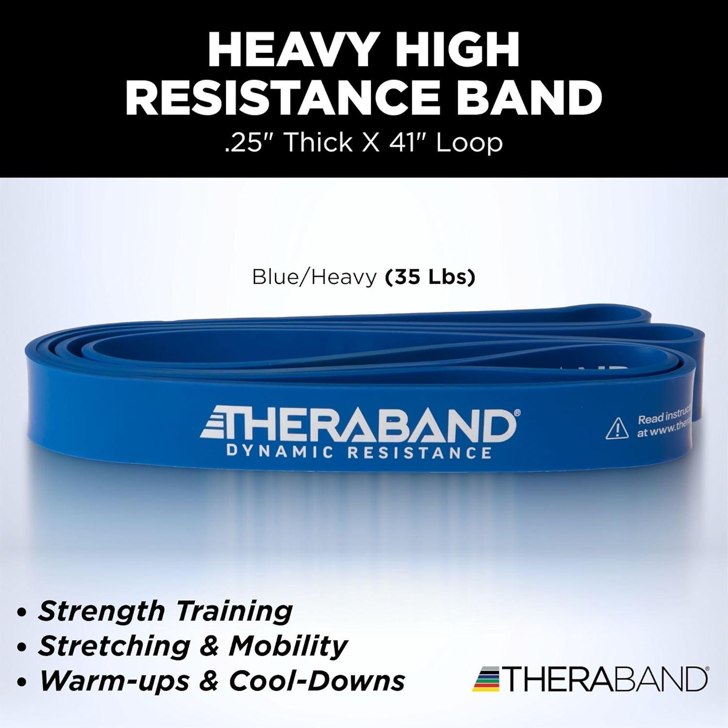 imageTHERABAND High Resistance Band Heavy Elastic Super Band for Full Body Workouts Physical Therapy Strength Training Durable 41 Loop Exercise Band 35 lbs Resistance