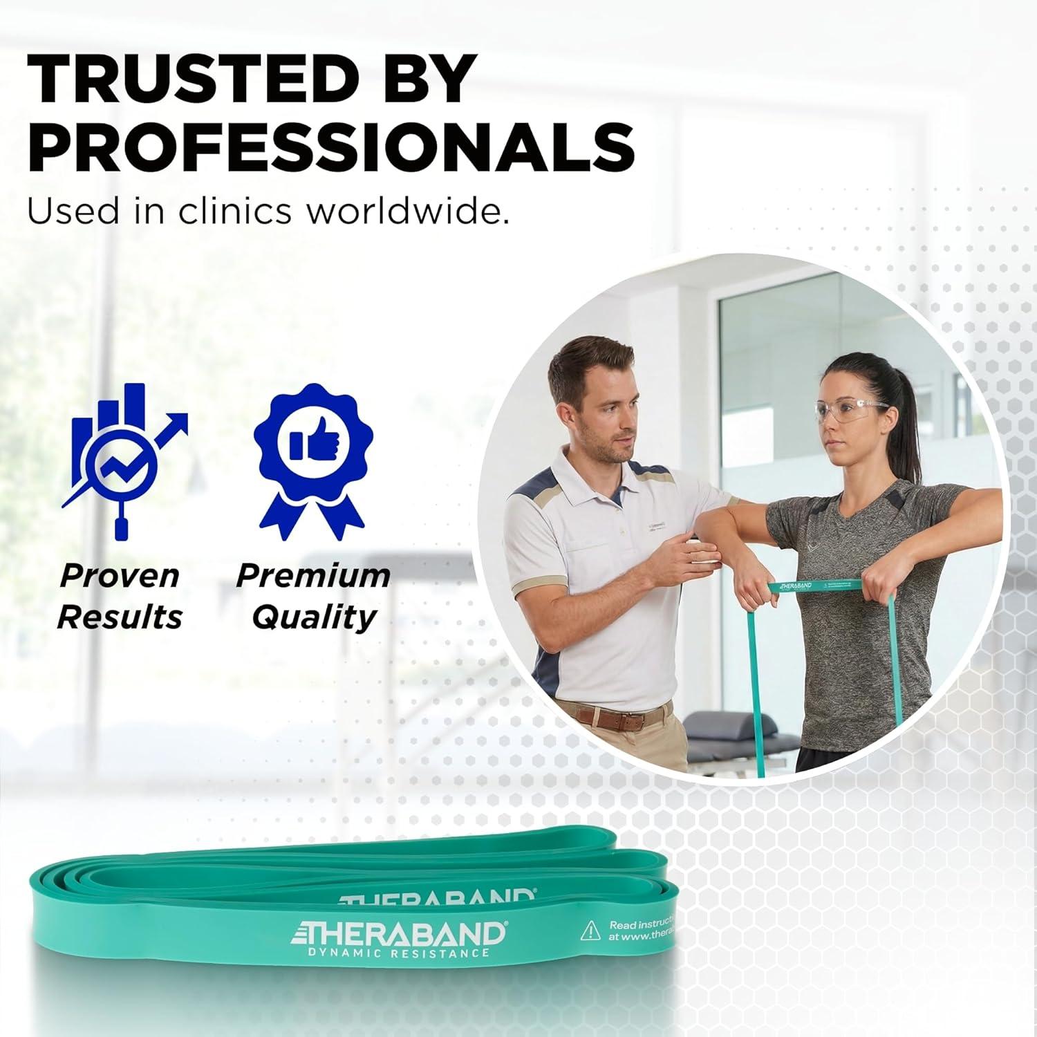imageTHERABAND High Resistance Band Medium Elastic Super Band for Full Body Workouts Physical Therapy Strength Training Durable 41 Loop Exercise Band 25 lb Resistance