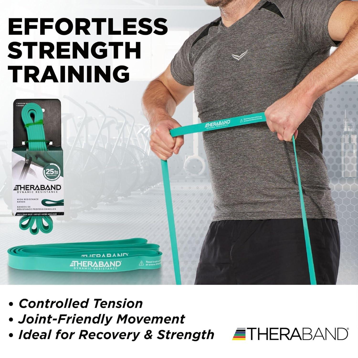 imageTHERABAND High Resistance Band Medium Elastic Super Band for Full Body Workouts Physical Therapy Strength Training Durable 41 Loop Exercise Band 25 lb Resistance