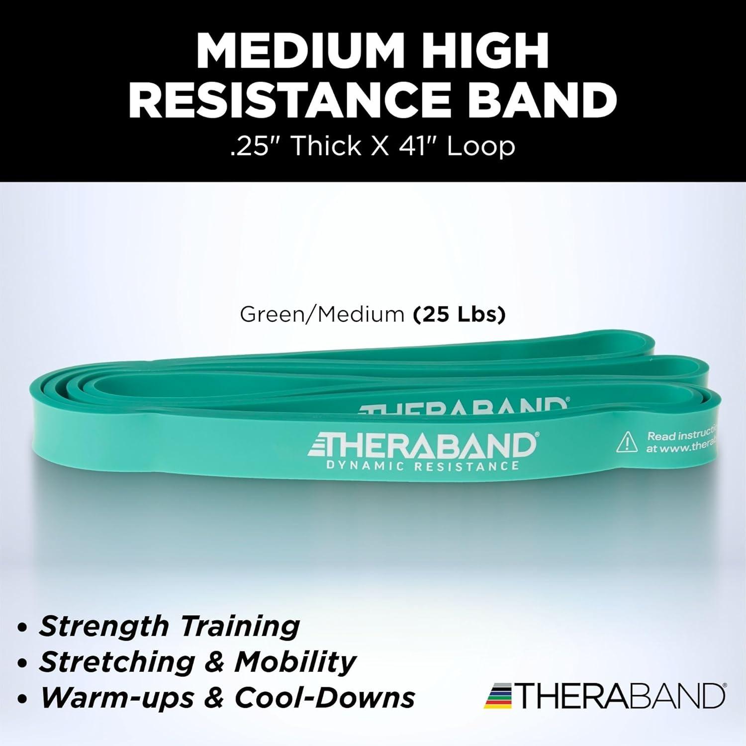 imageTHERABAND High Resistance Band Medium Elastic Super Band for Full Body Workouts Physical Therapy Strength Training Durable 41 Loop Exercise Band 25 lb Resistance
