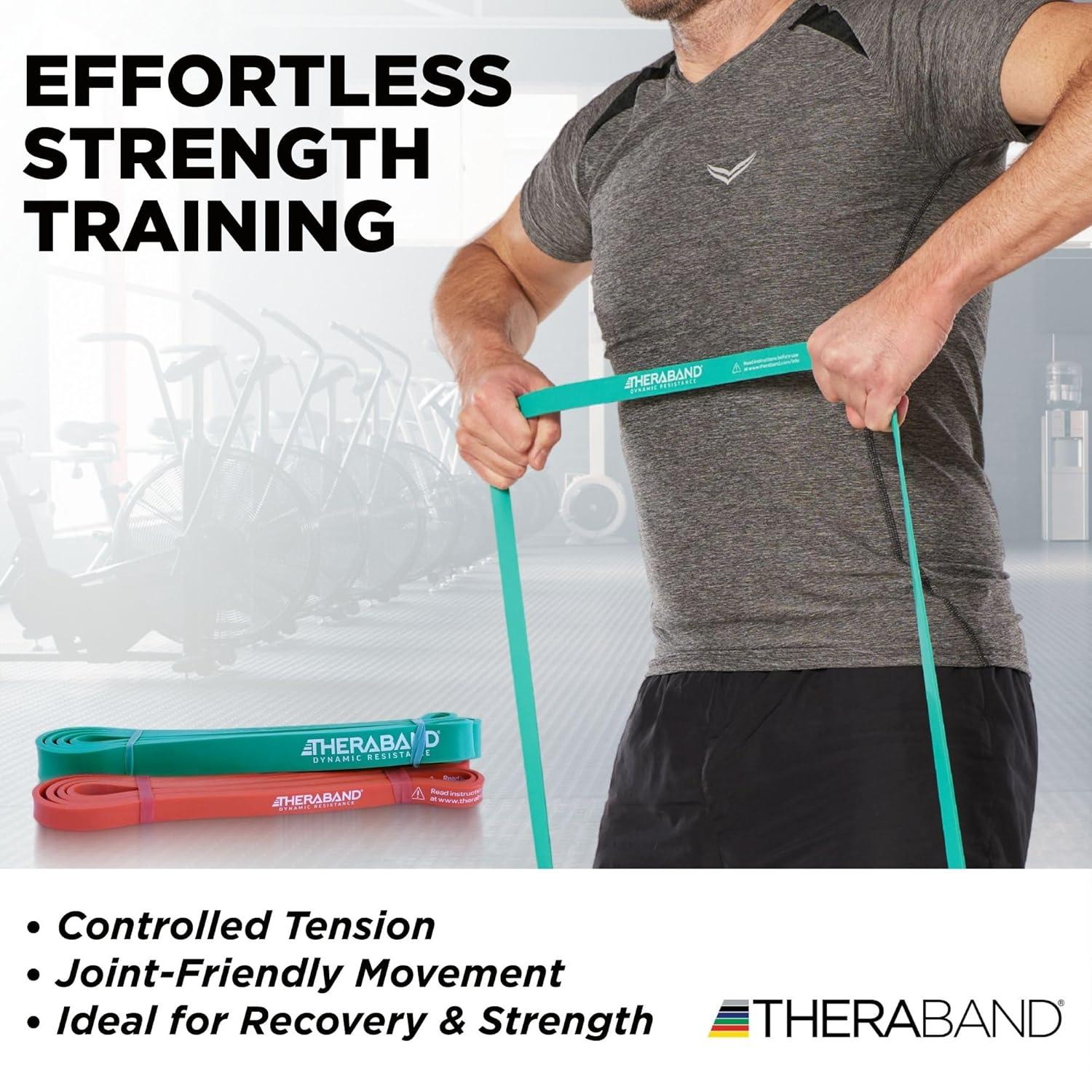 imageTHERABAND High Resistance Band Set of 2 Light and Medium Elastic Super Bands for Full Body Workouts Physical Therapy Strength Training Durable 41 Loop Exercise Bands 1525 lbs Resistance