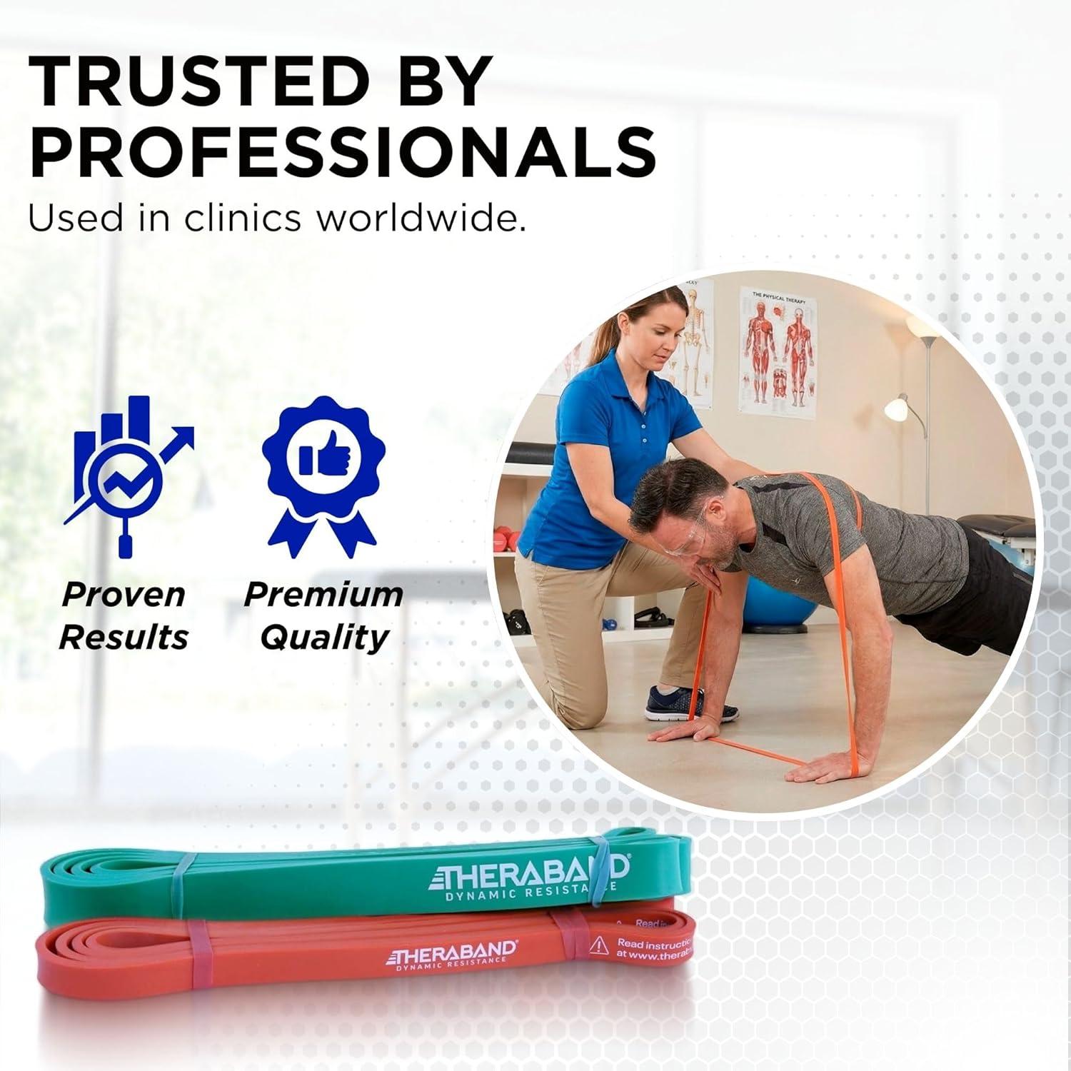 imageTHERABAND High Resistance Band Set of 2 Light and Medium Elastic Super Bands for Full Body Workouts Physical Therapy Strength Training Durable 41 Loop Exercise Bands 1525 lbs Resistance