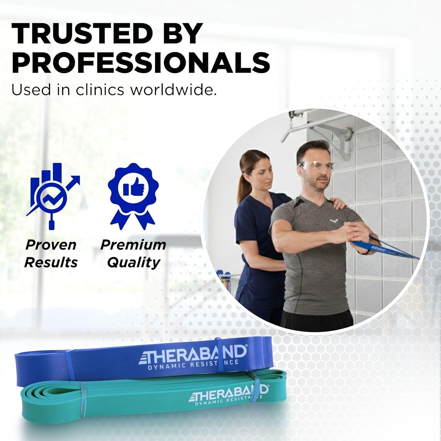 imageTHERABAND High Resistance Band Set of 2 Medium and Heavy Elastic Super Bands for Full Body Workouts Physical Therapy Strength Training Durable 41 Loop Exercise Bands 2535 lbs Resistance
