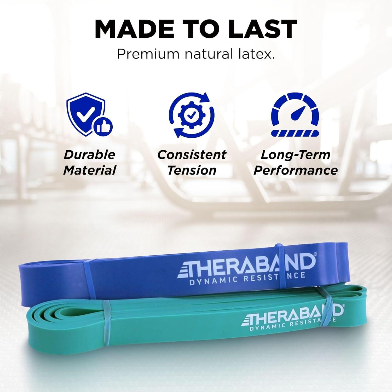 imageTHERABAND High Resistance Band Set of 2 Medium and Heavy Elastic Super Bands for Full Body Workouts Physical Therapy Strength Training Durable 41 Loop Exercise Bands 2535 lbs Resistance