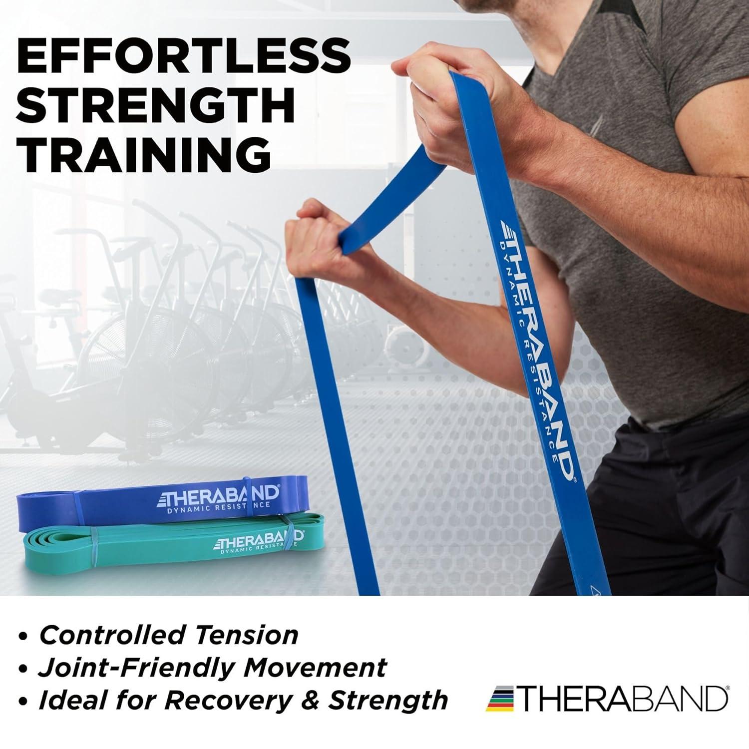 imageTHERABAND High Resistance Band Set of 2 Medium and Heavy Elastic Super Bands for Full Body Workouts Physical Therapy Strength Training Durable 41 Loop Exercise Bands 2535 lbs Resistance