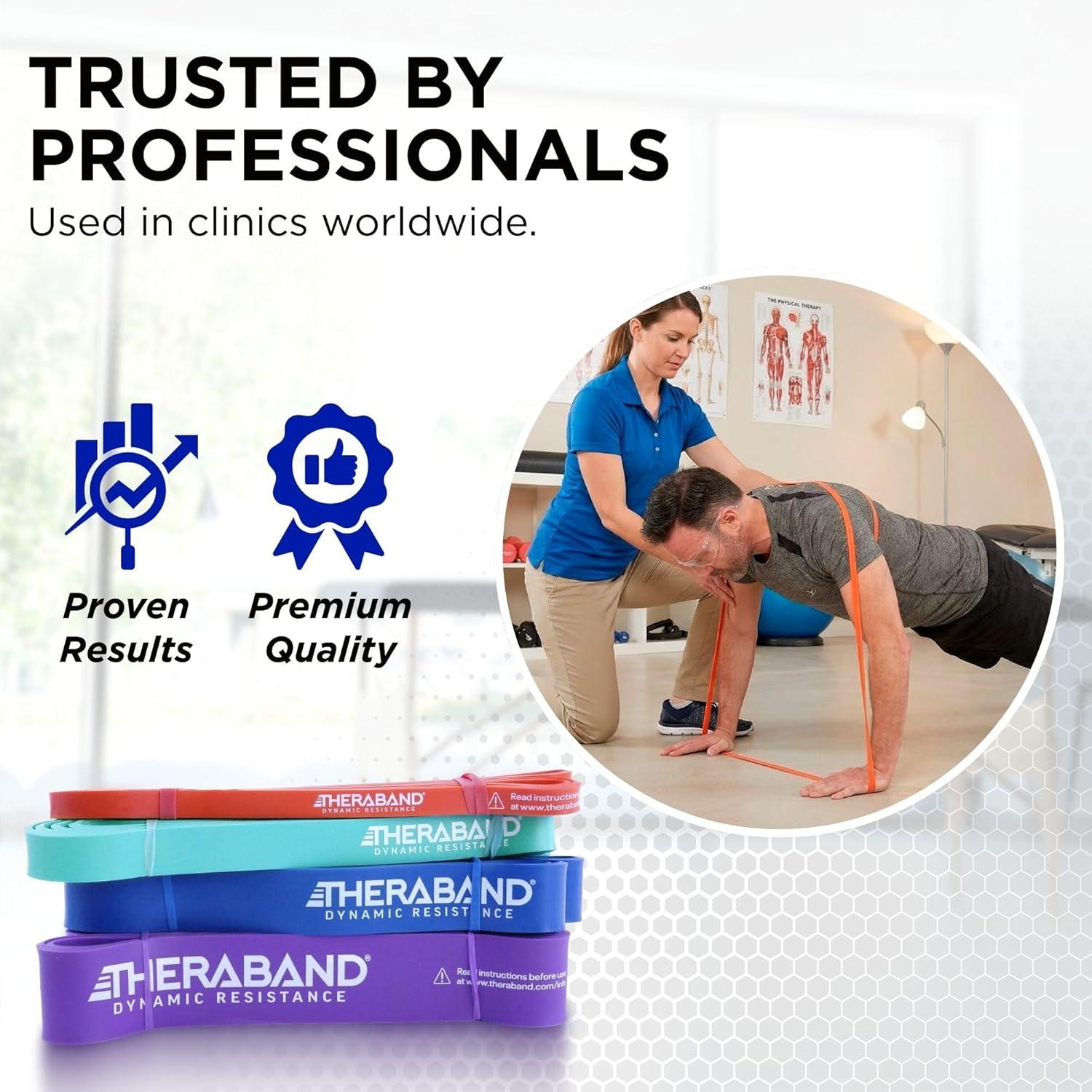 imageTHERABAND High Resistance Bands Set of 4 Light to ExtraHeavy Elastic Super Bands for Full Body Workouts Physical Therapy Strength Training Durable 41 Loop Exercise Bands 1550 lbs Resistance